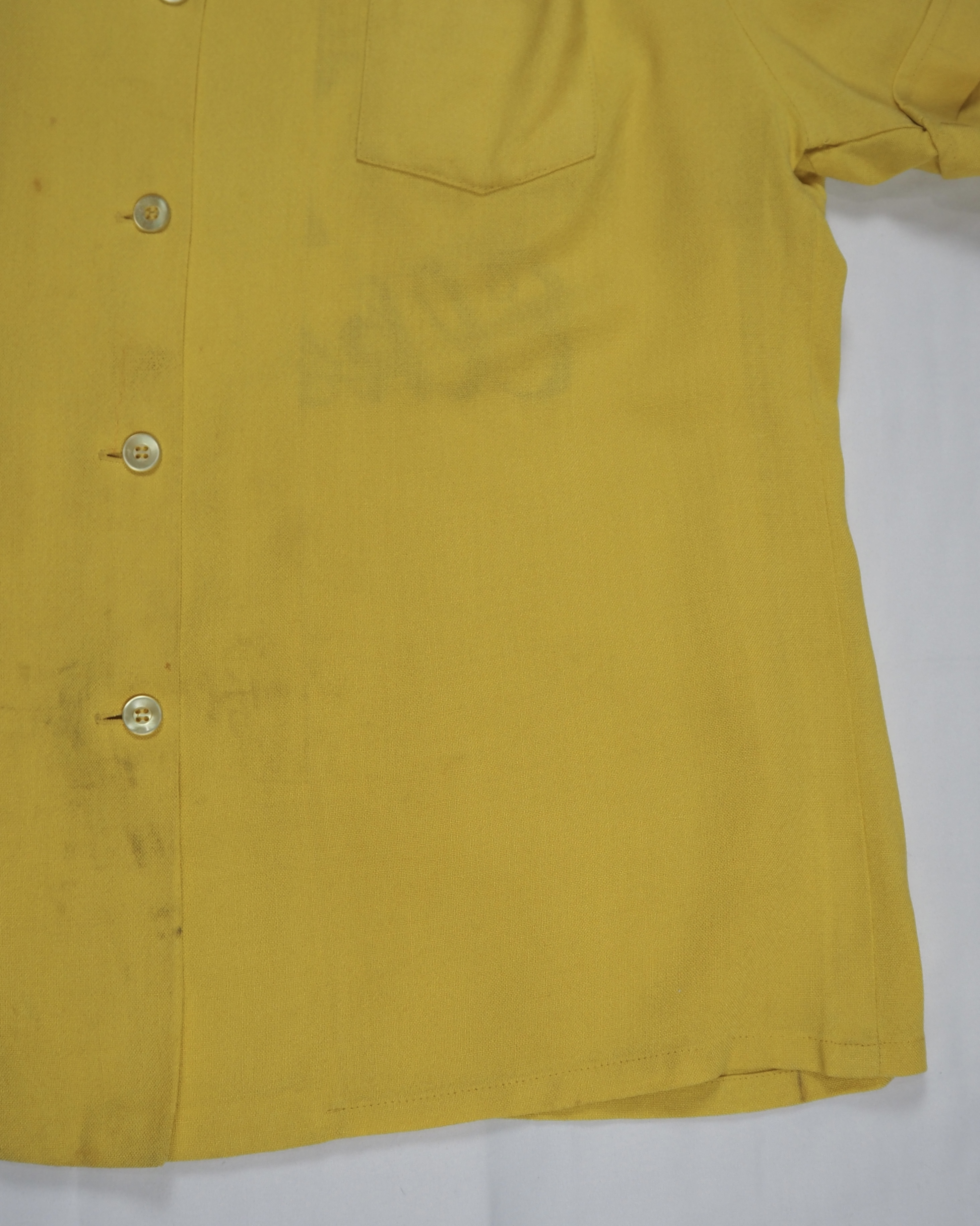60’s レーヨンボーリングシャツ イエロー×パープル 鹿 の画像 15