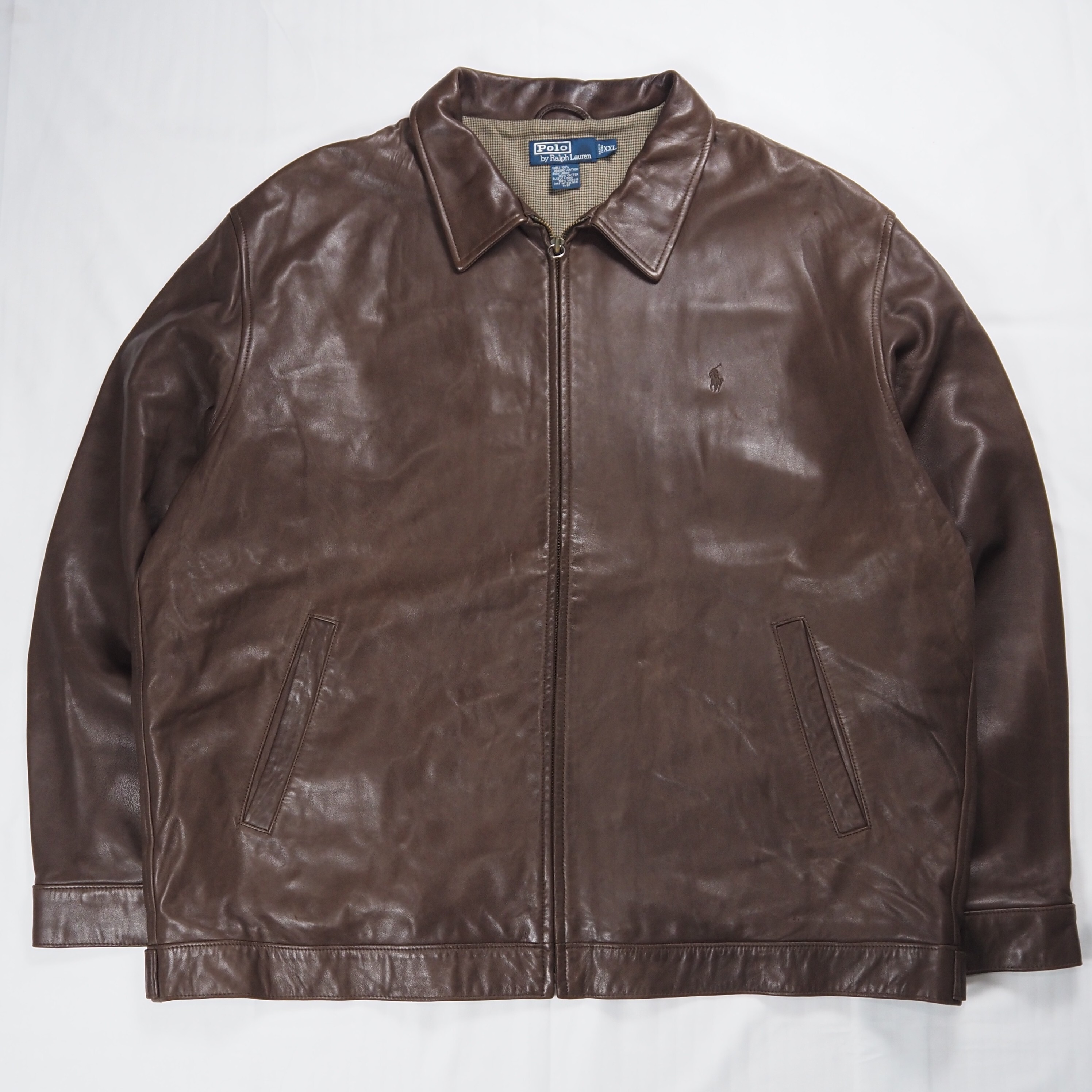 【9/23 20:00入荷】90's Ralph Lauren ラムレザージャケット XXL ブラウン