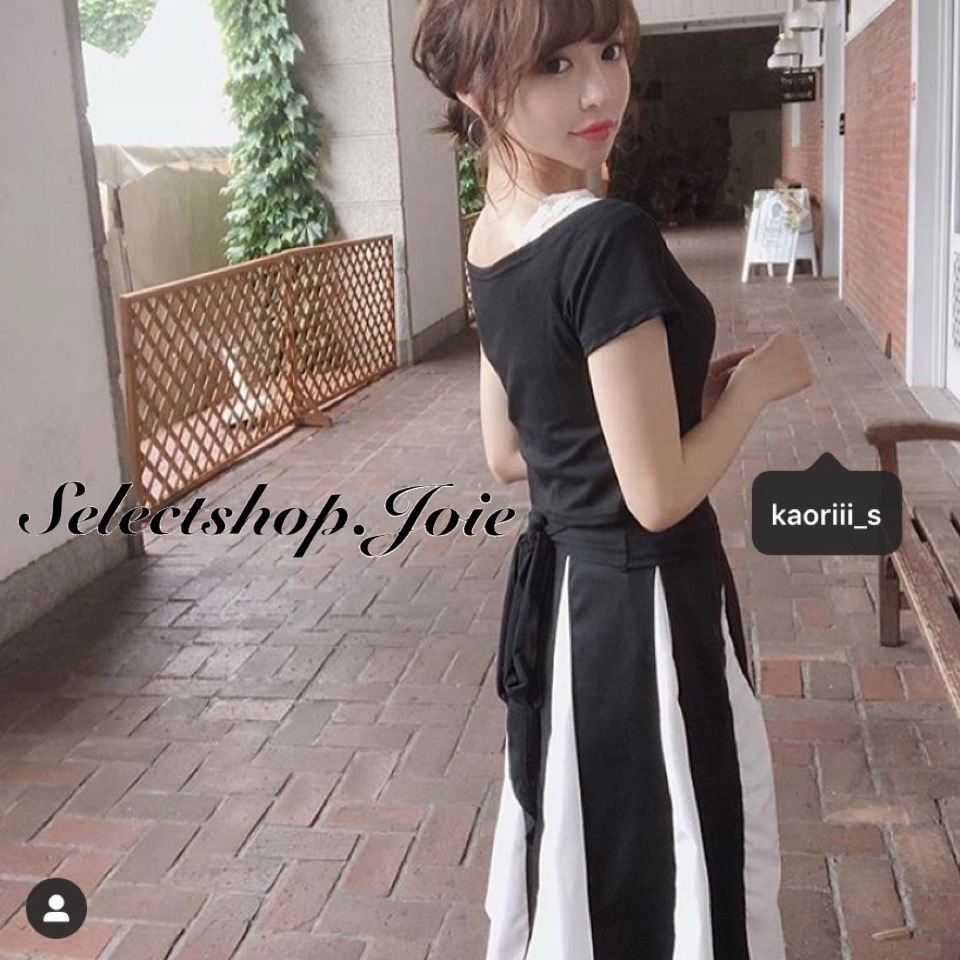 インスタグラマー様多数着用 バックリボントップス モノクロスカート