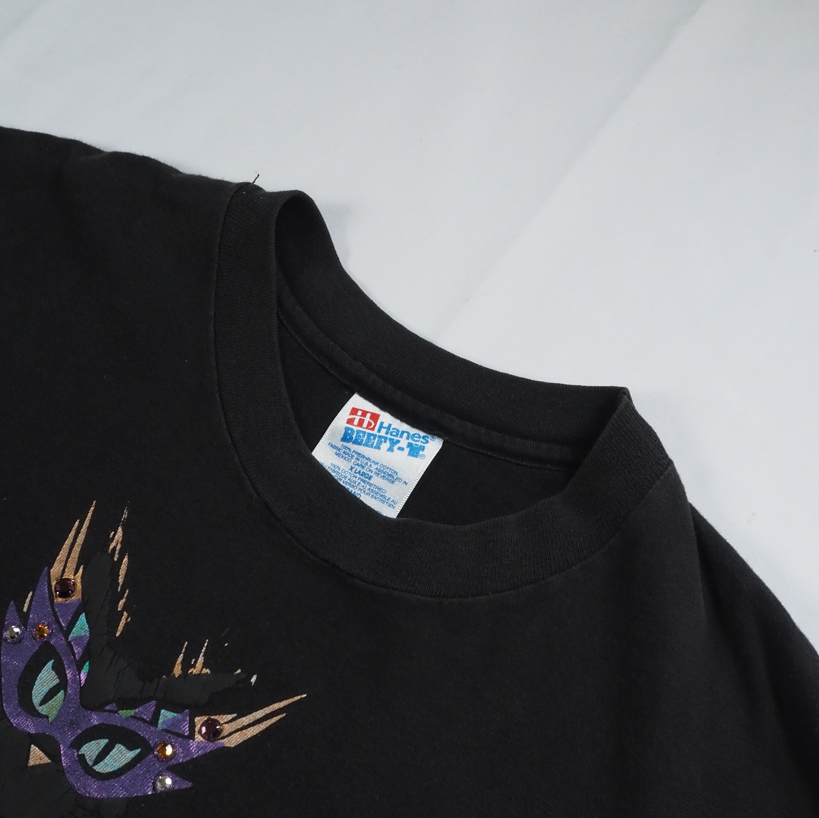 90's Hanes 猫Tシャツ XL ブラック の画像 7