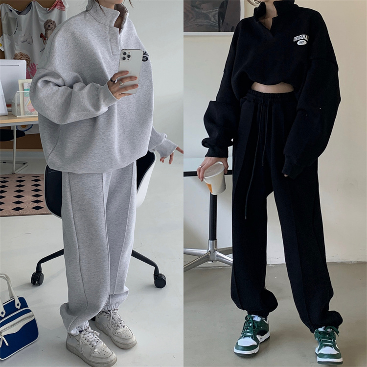 【セットアップ】スウェット トレーナー セットアップ 韓国 set up ストリート Vネック ダンス 衣装 ポロシャツ オルチャン HIPHOP K-POP レディース カジュアルストリート