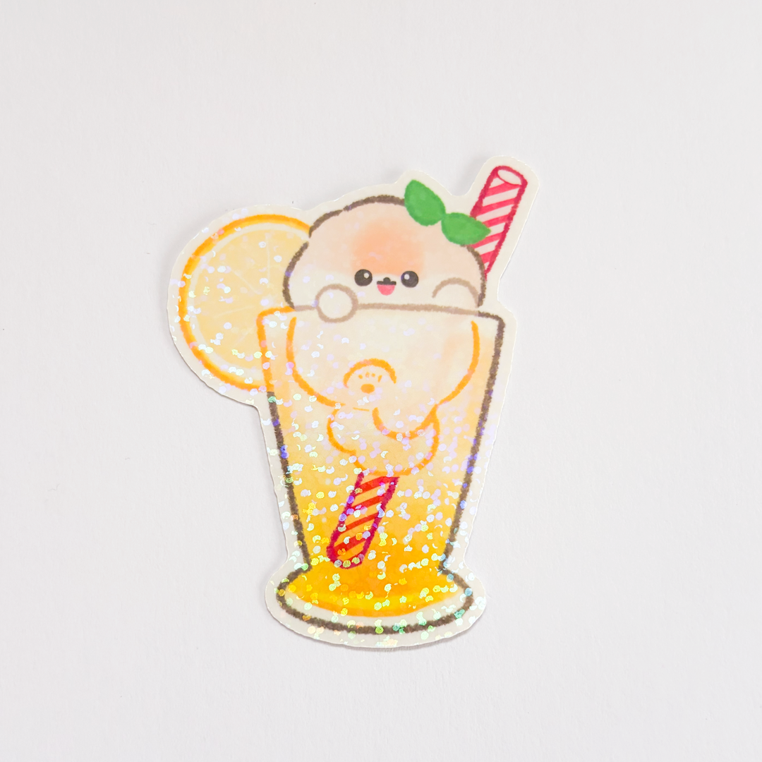 【ホログラムステッカー】レモンスカッシュとポメラニアンのぽぽち