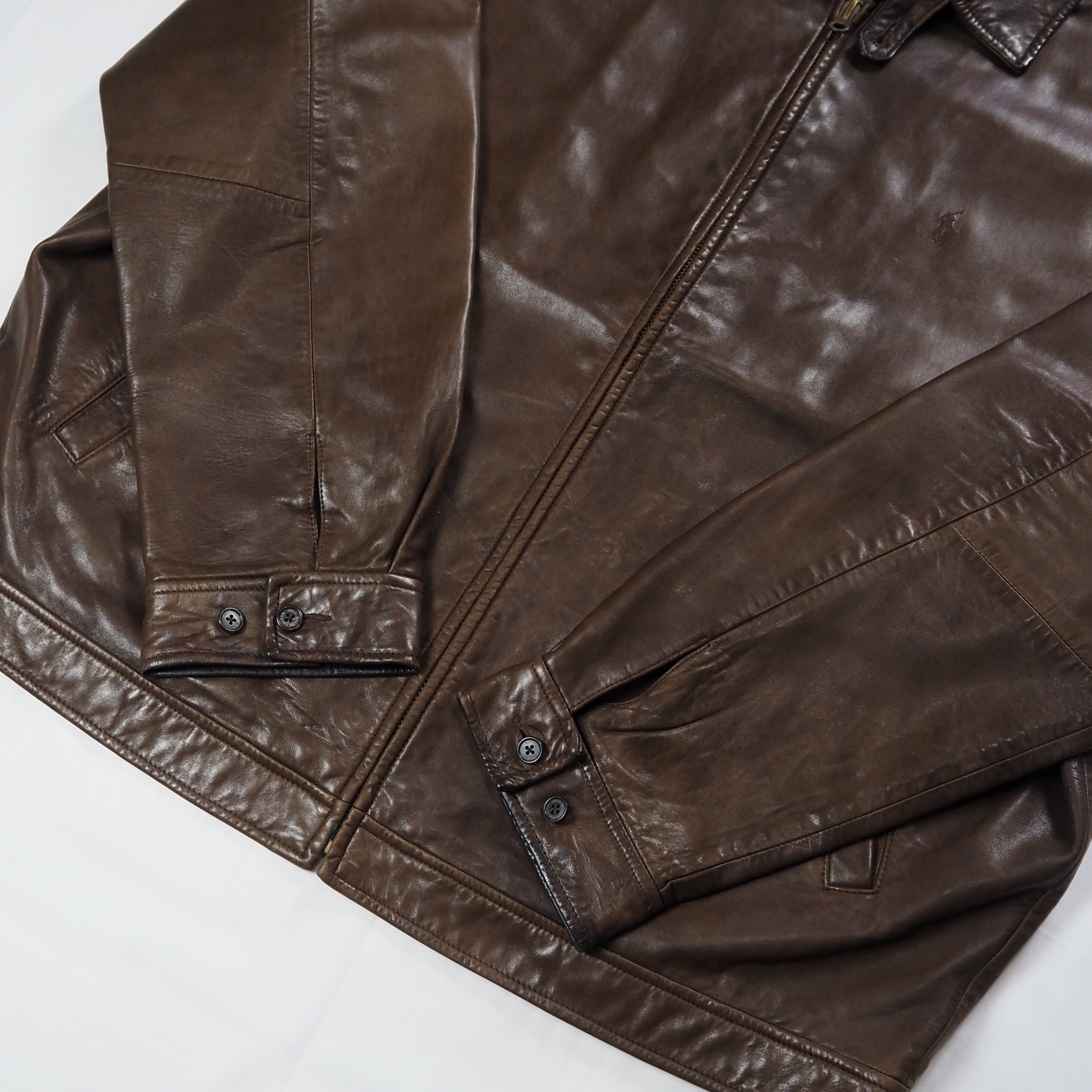 【9/23 20:00入荷】90's Ralph Lauren ラムレザージャケット XXL の画像 12