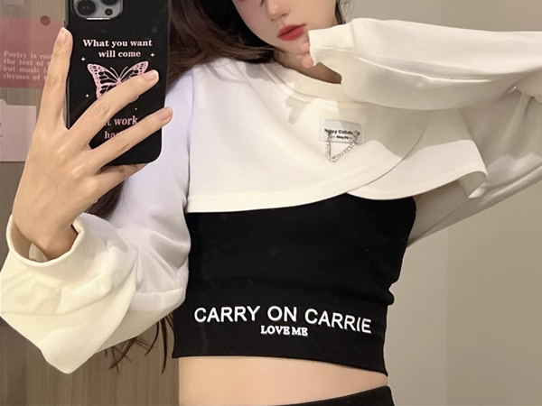 ３色展開 シックな香港スタイルのベスト レディース トップス ロンT カットソー セーター ベスト キャミソール Tシャツ ショート クロップド丈 長袖 ラグラン ラウンドネック カシュクール 細身