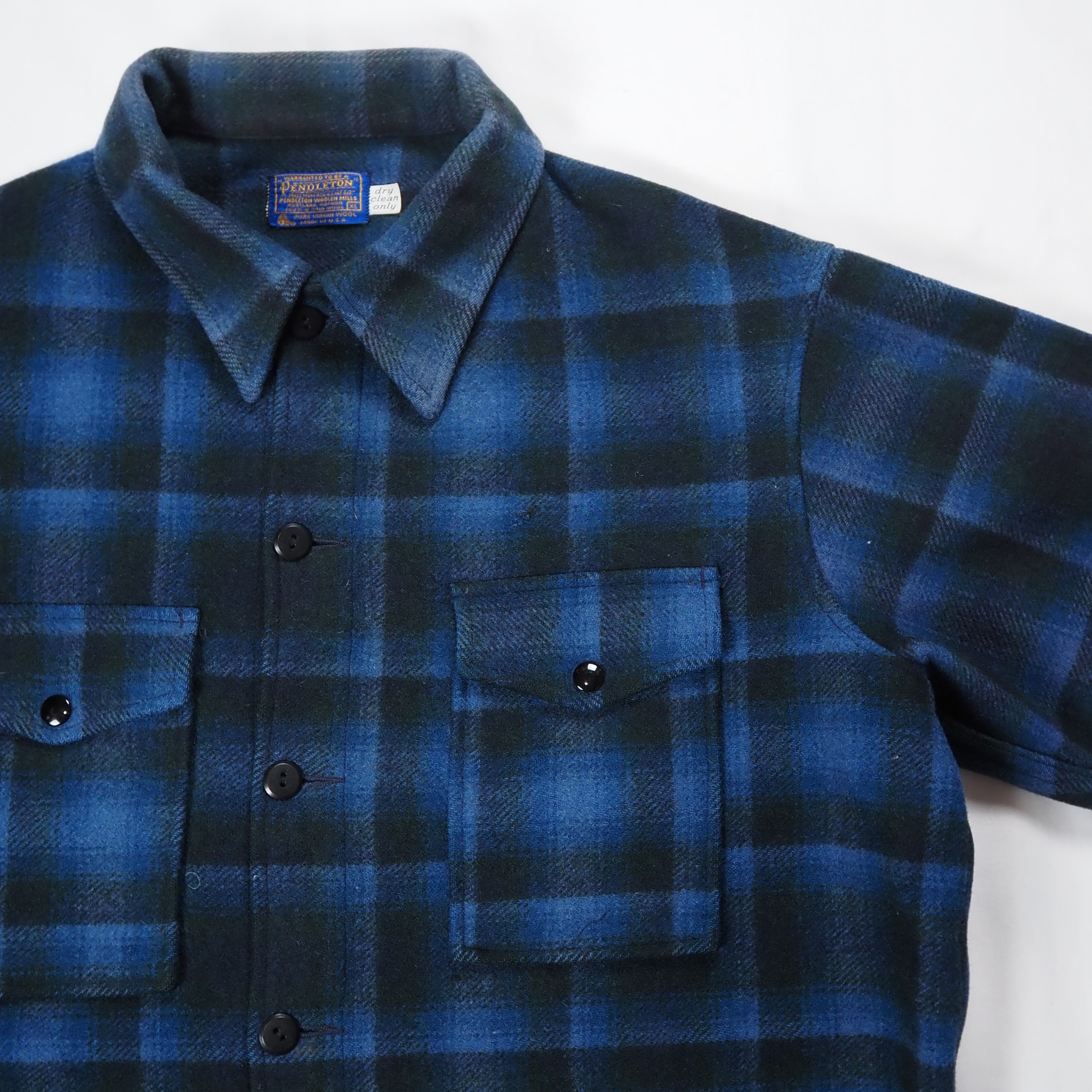 【9/23 20:00入荷】60's-70's Pendleton ウールジャケット ブルー×ブラック オンブレチェック の画像 4