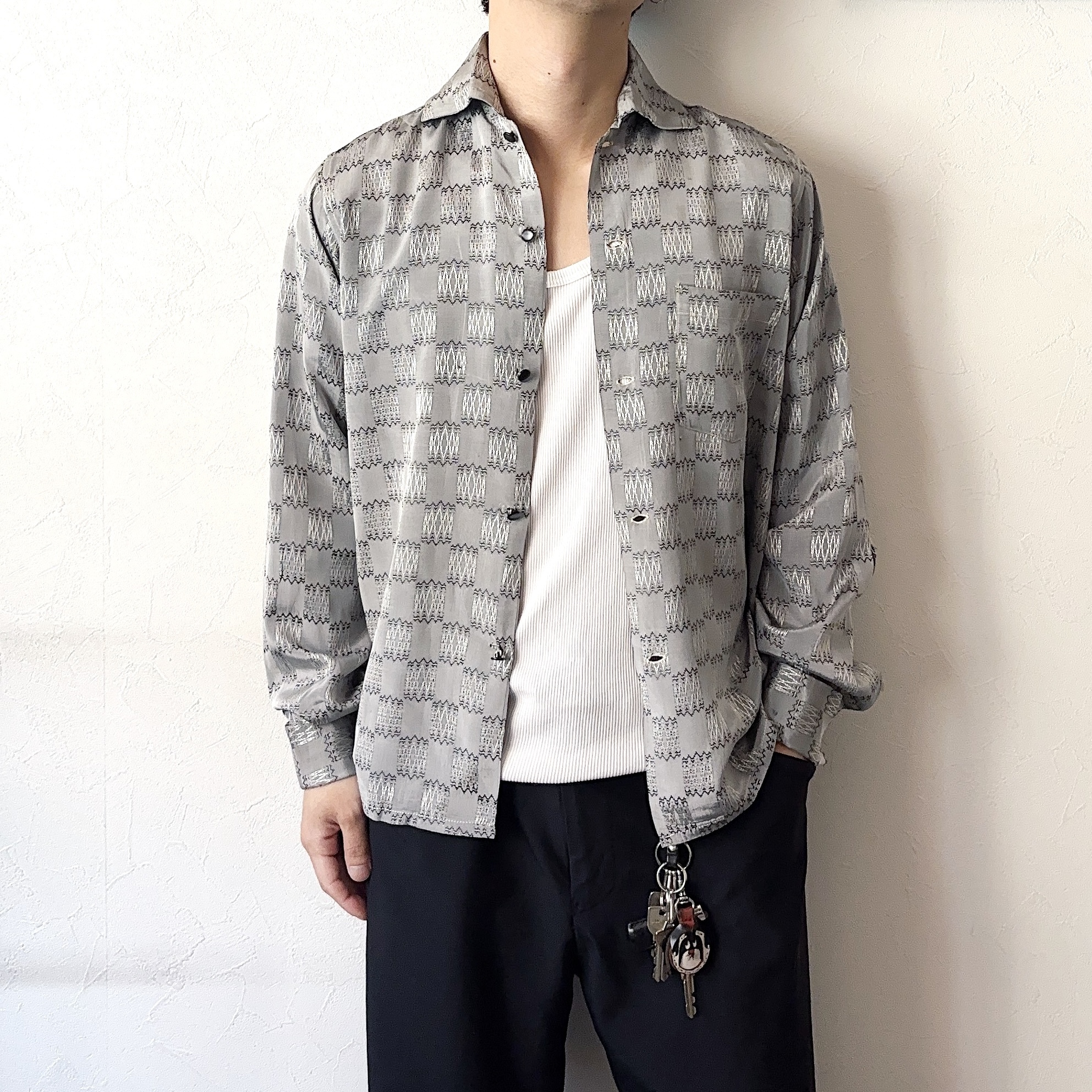 Vintage 50's【SPORTOP】Patterned Silk Shirt の画像 4
