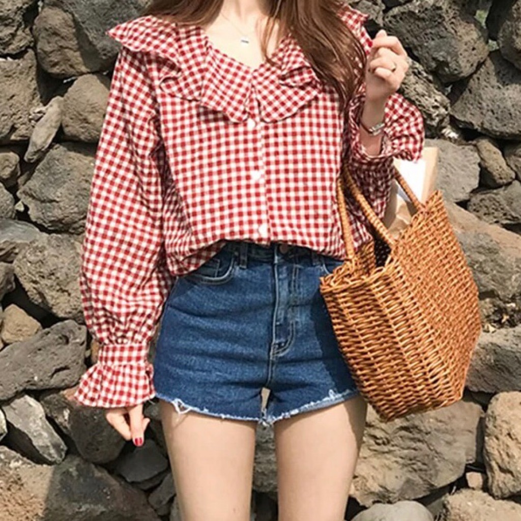 ギンガム チェック 柄 フリル ブラウス シャツ レディース 春 秋 長袖 オルチャン ファッション 大人 の 可愛い おしゃれ トップス カジュアル 前開き Tp 0430 Happy Orurea ハッピーオルレア ギンガム チェック 柄 フリル ブラウス シャツ レディース 春 秋 長袖 オルチャン ファッション 大人 の 可愛い おしゃれ トップス カジュアル 前開き Tp 0430 Happy Orurea ハッピーオルレア