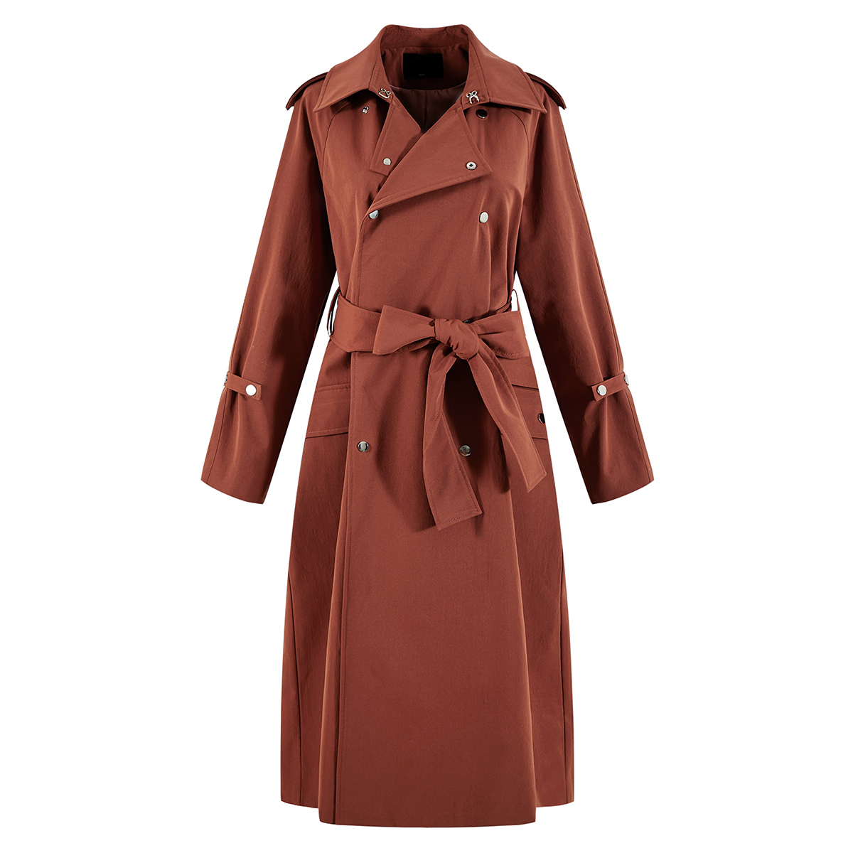 韓国 トレンチコート アウター ロング トレンチ ウエストリボン ボタン 無地 大人カジュアル Ol T56 Bonheur Femme ボヌール ファム