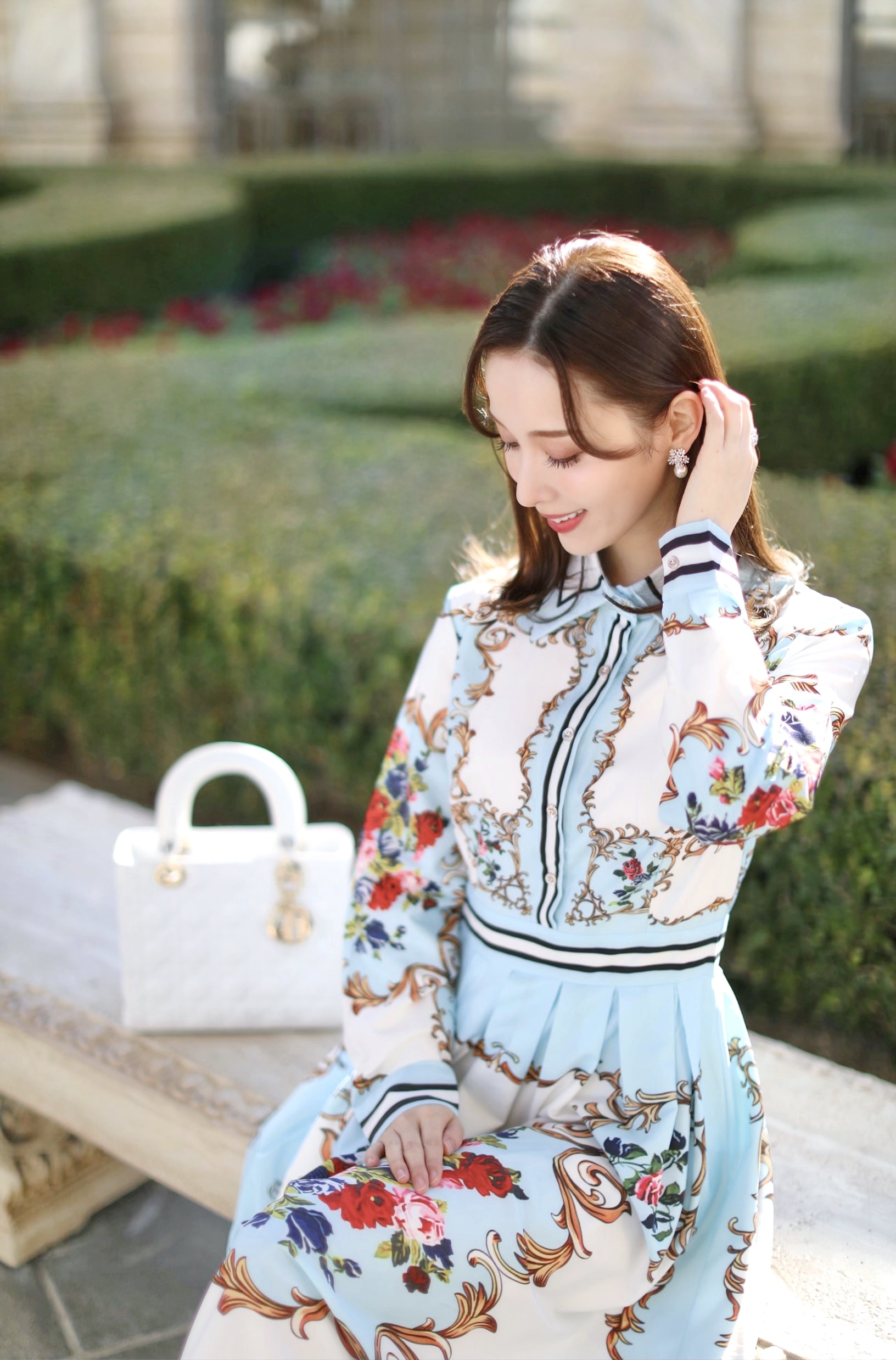 ロイヤル ブルーガーデンブラウスワンピース Montresor