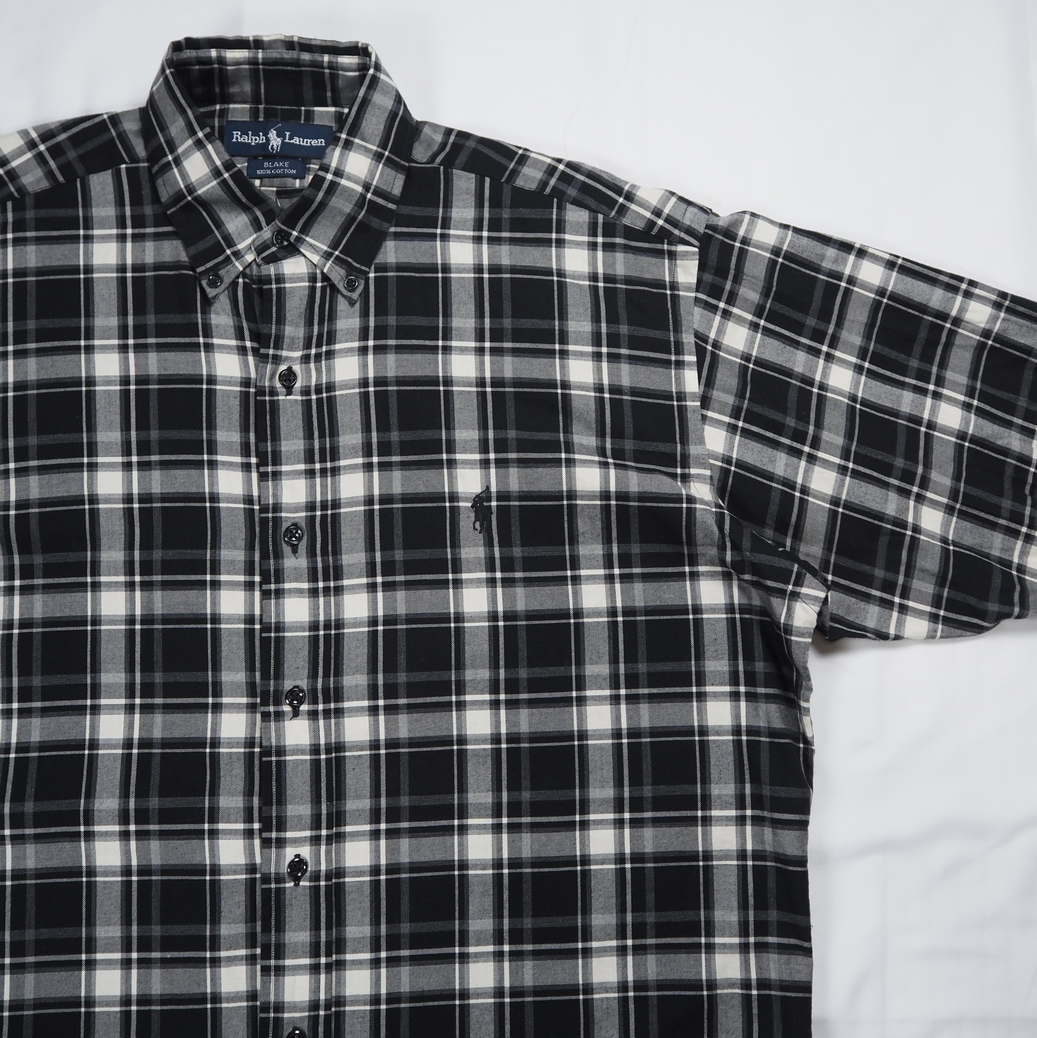 90’s Ralph Lauren Blake 長袖シャツ Sサイズ ブラック×ホワイト の画像 11