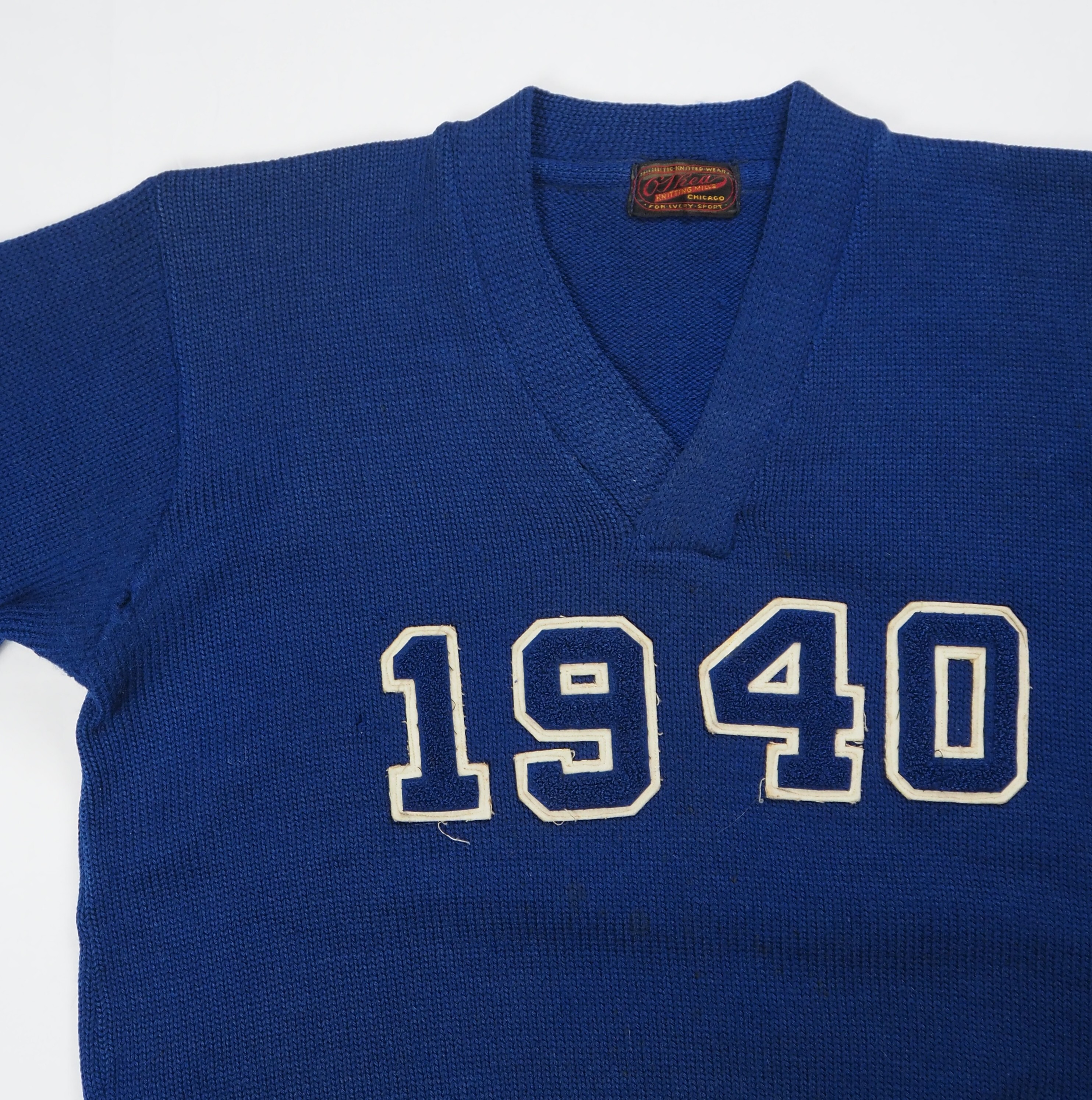 【9/23 20:00入荷】40's ウールニット ブルー×ホワイト の画像 4