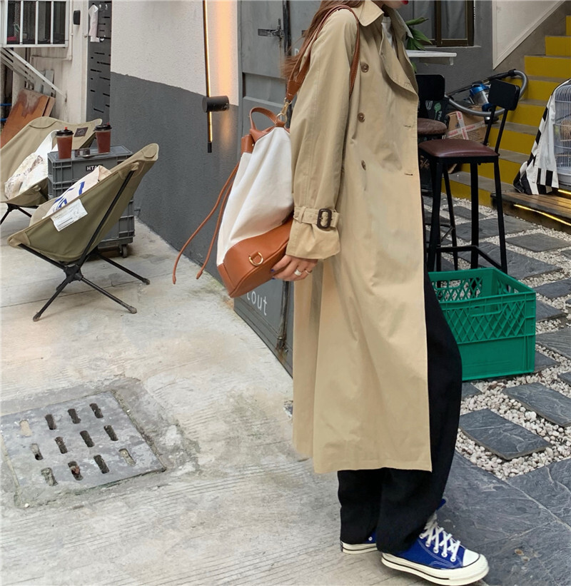 送料無料 2色 トレンチコート アウター レディース コート ロング 薄手 シンプル 無地 大人カジュアル プチプラ コーデ ウインドブレーカー 長袖 ブラック 黒 カーキ オーバーサイズ 春 秋 10代 代 30代 Ol 通勤 オフィス 韓国 ファッション レディース トレンド ルーズ