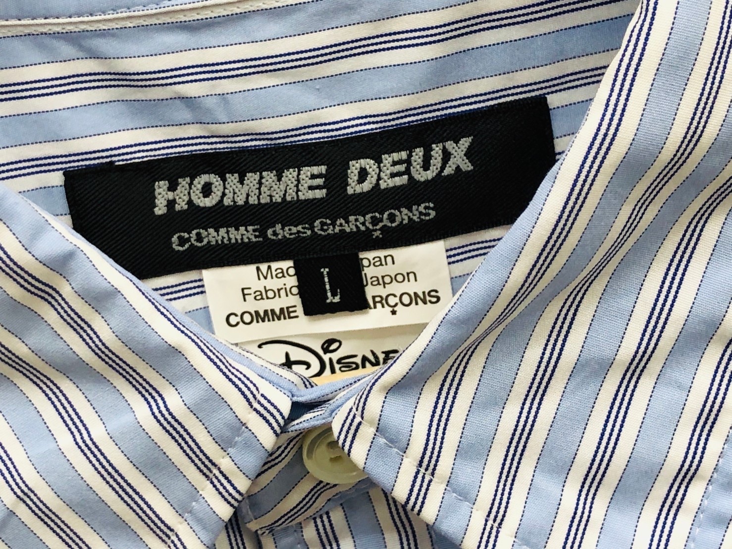 30 Off Comme Des Garcons Homme Deux Df B022 Disney プリント ストライプシャツ Large Blue 125ji8633 Brand Buyers Osaka