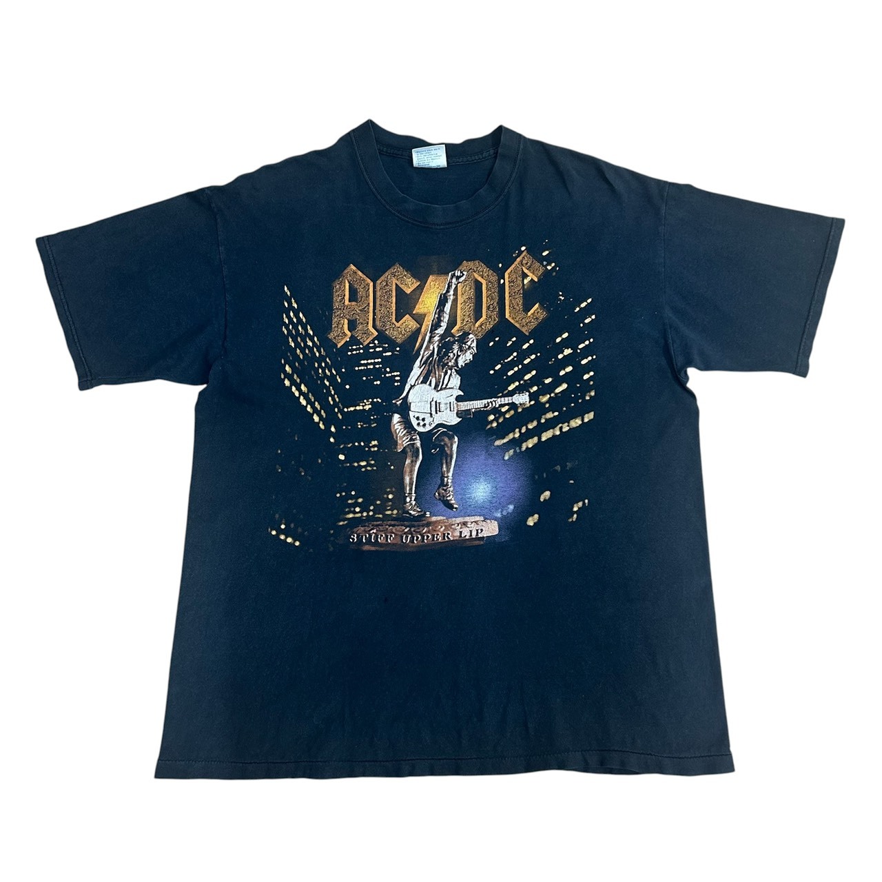 00s AC/DC “Stiff Upper Lip” ツアー Tシャツ ロック バンドT フェード ブラック XL