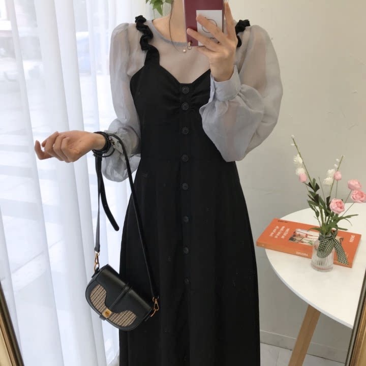 フリルストラップハイウエストワンピースセット U5341 Udresser フリルストラップハイウエストワンピースセット U5341 Udresser