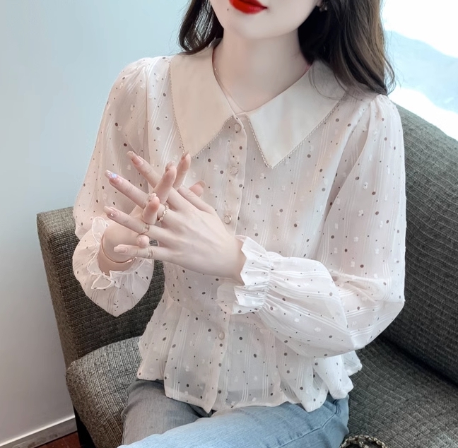 トップス シャツ ブラウス 袖あり 長袖 衿 ビックカラー 花柄 花柄ブラウス シフォン 大人可愛い きれいめ シンプル 大人 上品 おしゃれ お洒落 大人可愛い 大人女子 こなれ感 ラフ ラブリー