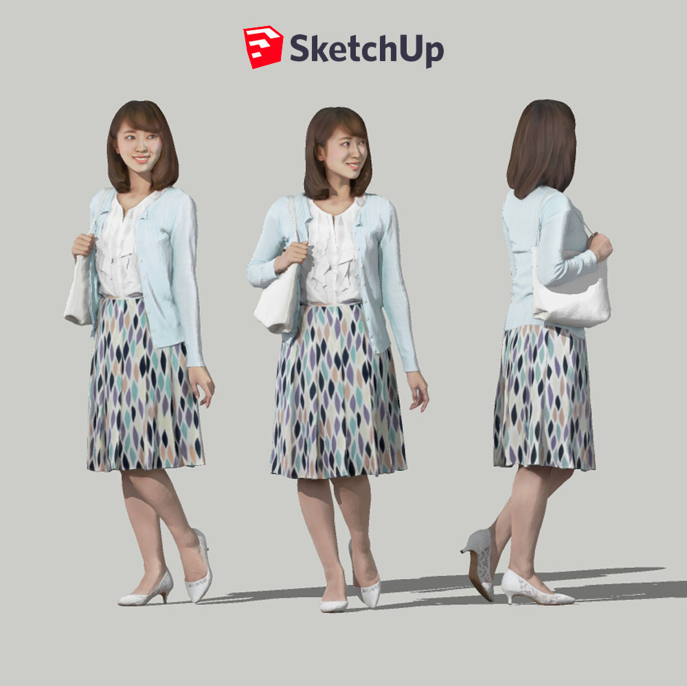 SketchUp素材 3D人物モデル ( Posed ) 019_Kana - 画像1