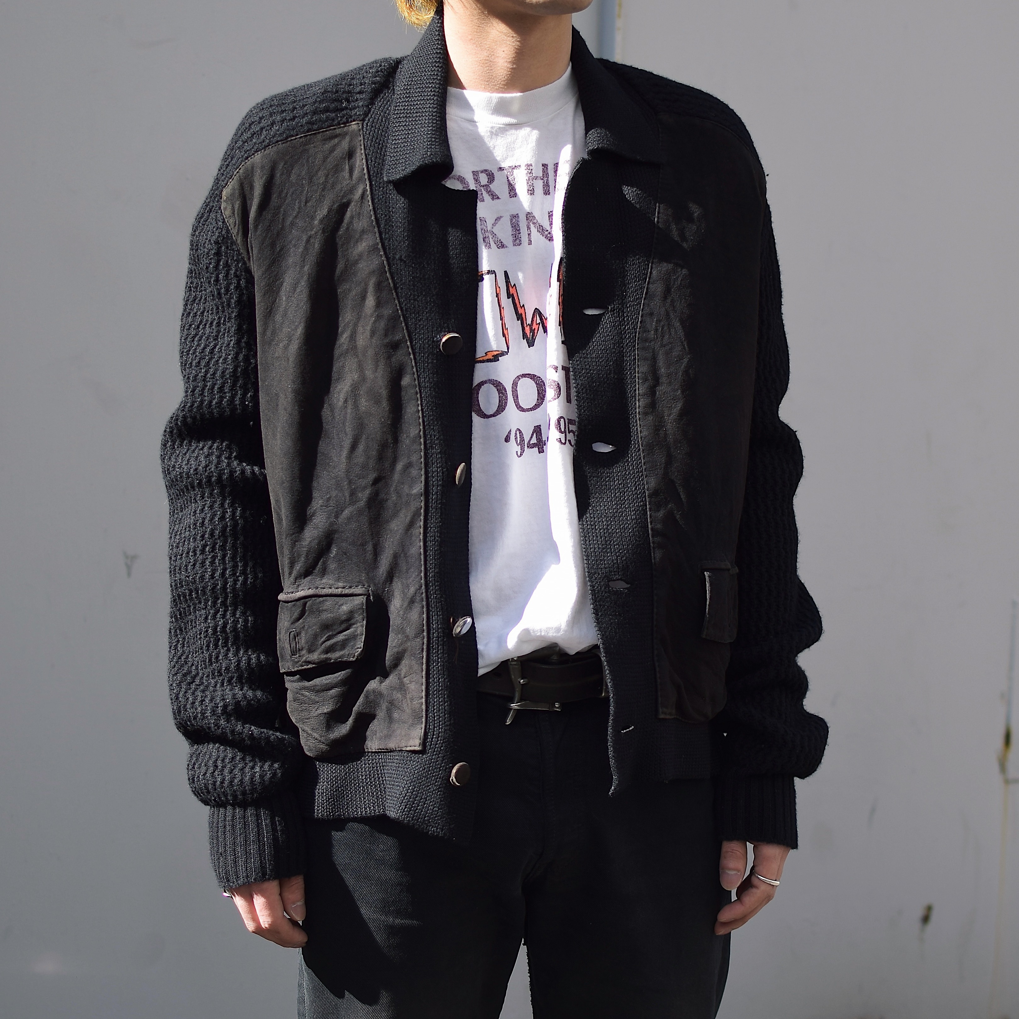 Vintage 60〜70’s【Gino Paoli】Suede Knit Cardigan の画像 3