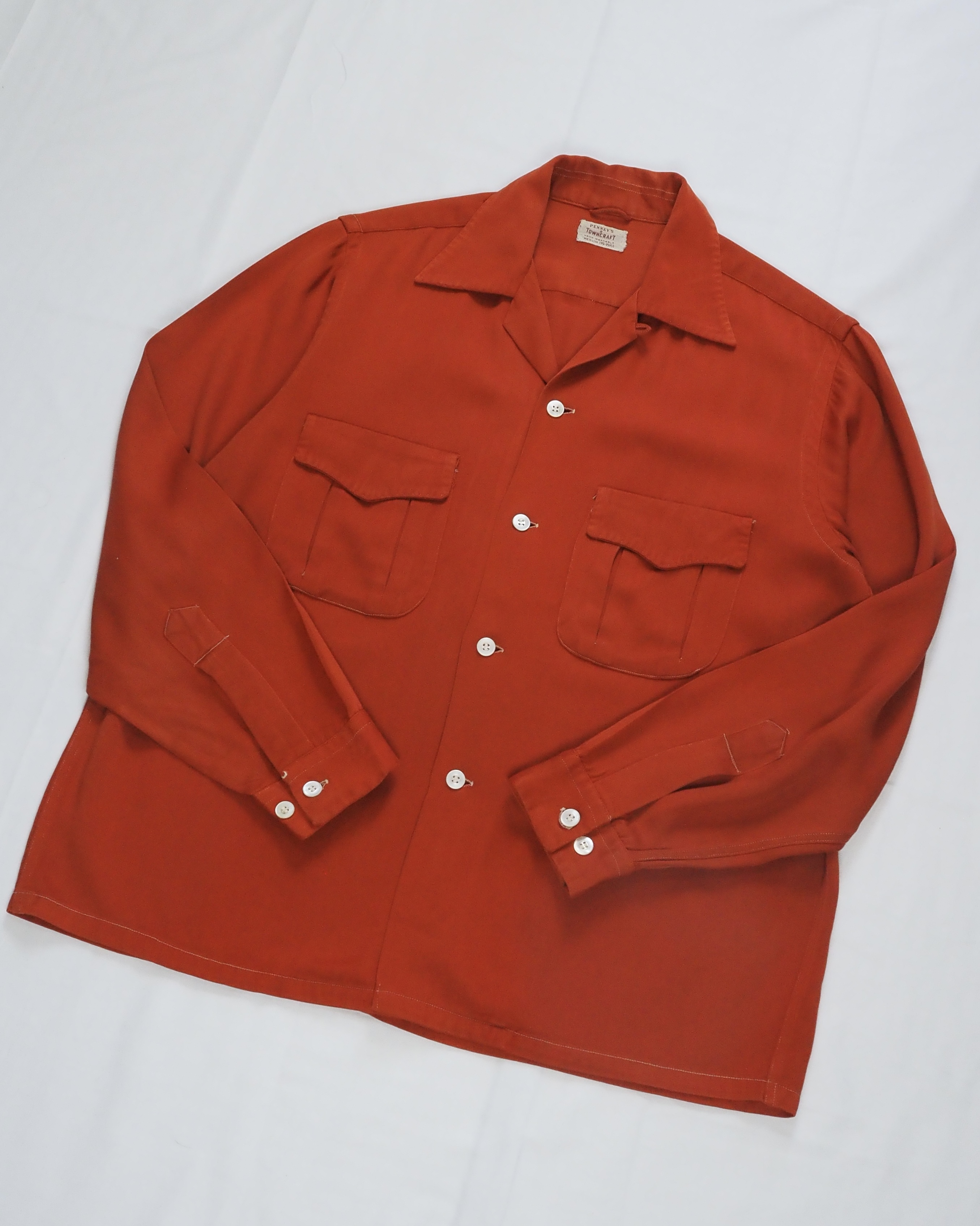 50’s Towncraft レーヨンシャツ ブラウン Mサイズ の画像 2