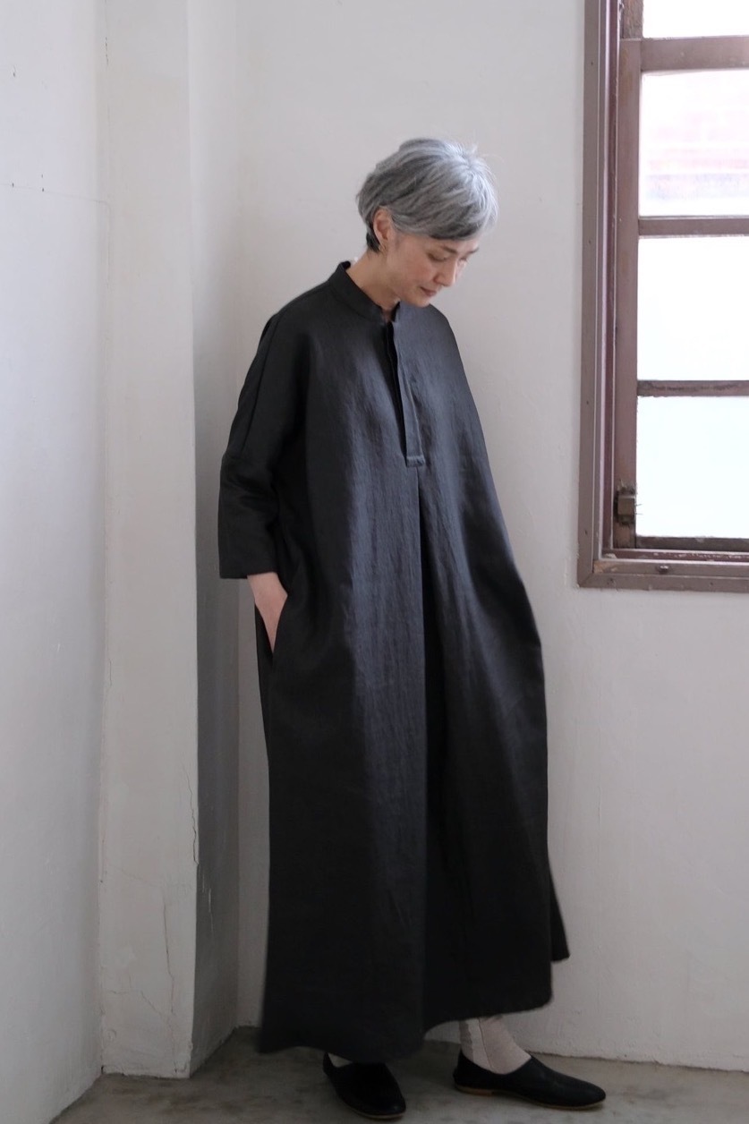 【無地リネン】Komea Dress：コメアワンピース＜charcoalgray＞
