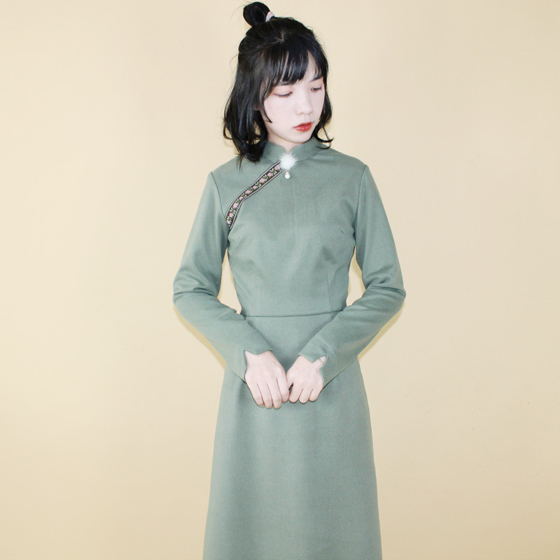 チャイナ風ワンピース 改良唐装 改良漢服 チャイナ風服 中華服 改良型チャイナドレス 普段着 女子会 同窓会 二次会 普段着 S M L 民国風 ライトグリーン スリム 民族風 Dresszone チャイナ風ワンピース 改良唐装 改良漢服 チャイナ風服 中華服 改良型チャイナドレス 普段着 女子会 同窓会 二次会 普段着 S M L 民国風 ライトグリーン スリム 民族風 Dresszone