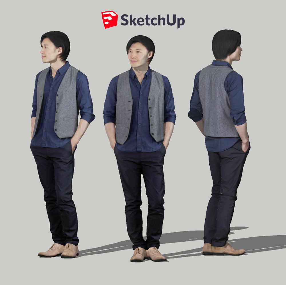 SketchUp素材 3D人物モデル ( Posed ) 069_Syun - 画像1