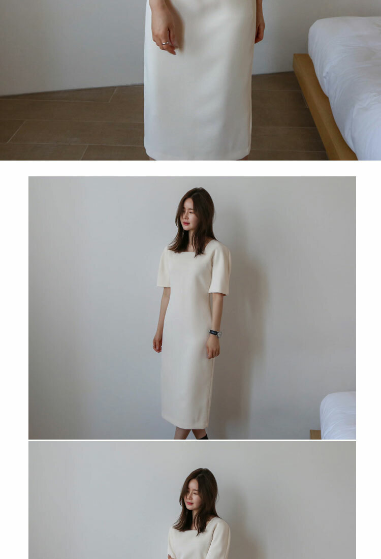 送料無料 ワンピース ホワイト スリム 無地 ミドルウェスト シフォン 18夏 Op 001sn ワンピースコーデのお店 Flower Silhouette