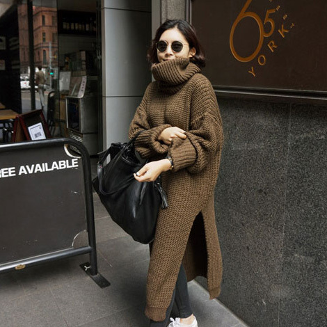 韓国 ざっくり編みが可愛い タートルネックロングワンピース レギンス 大人 可愛い トレンド おしゃれ オルチャン S809 10 Bonheur Femme ボヌール ファム