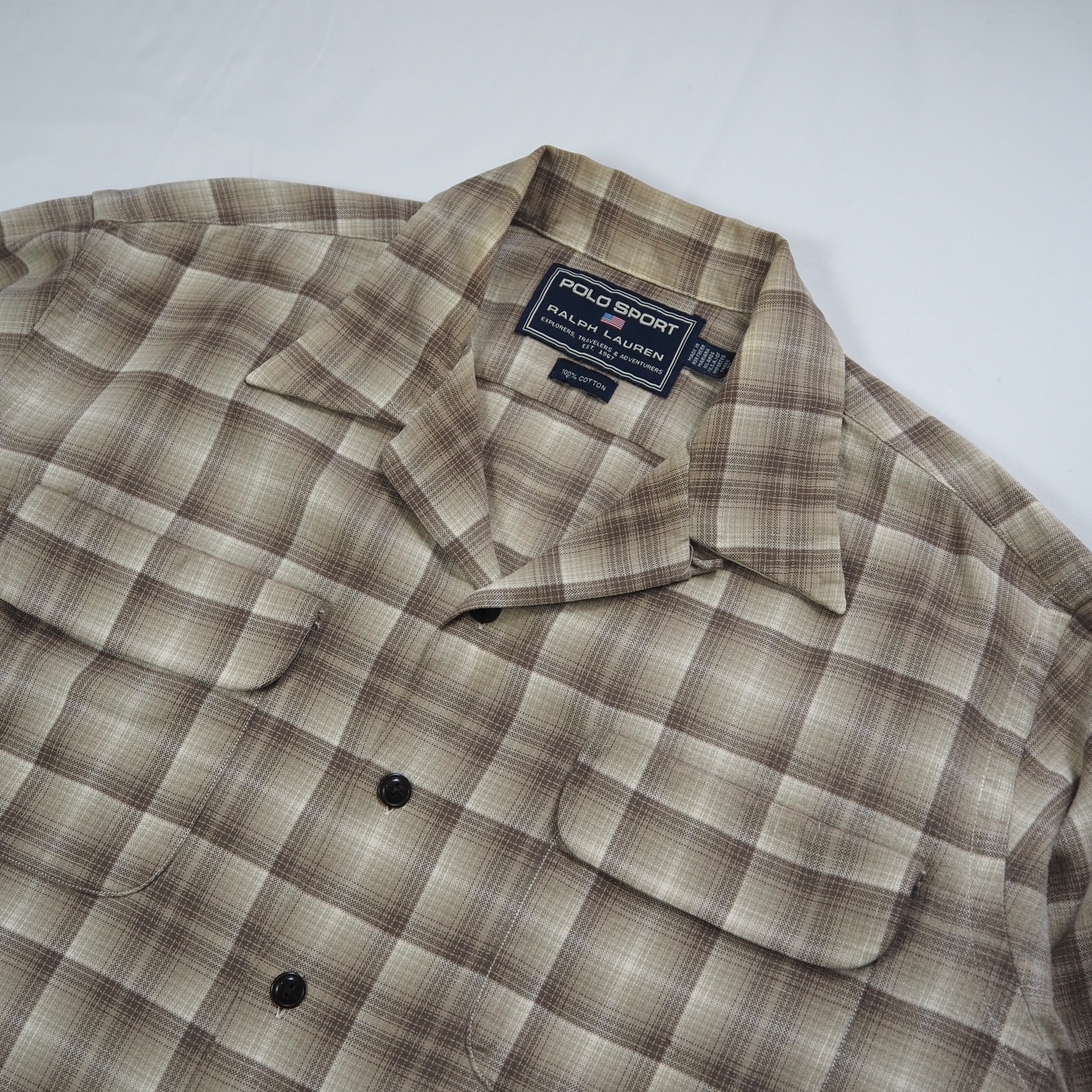 【9/23 20:00入荷】90's POLO Sports シャツ オンブレ ブラウン Lサイズ の画像 3