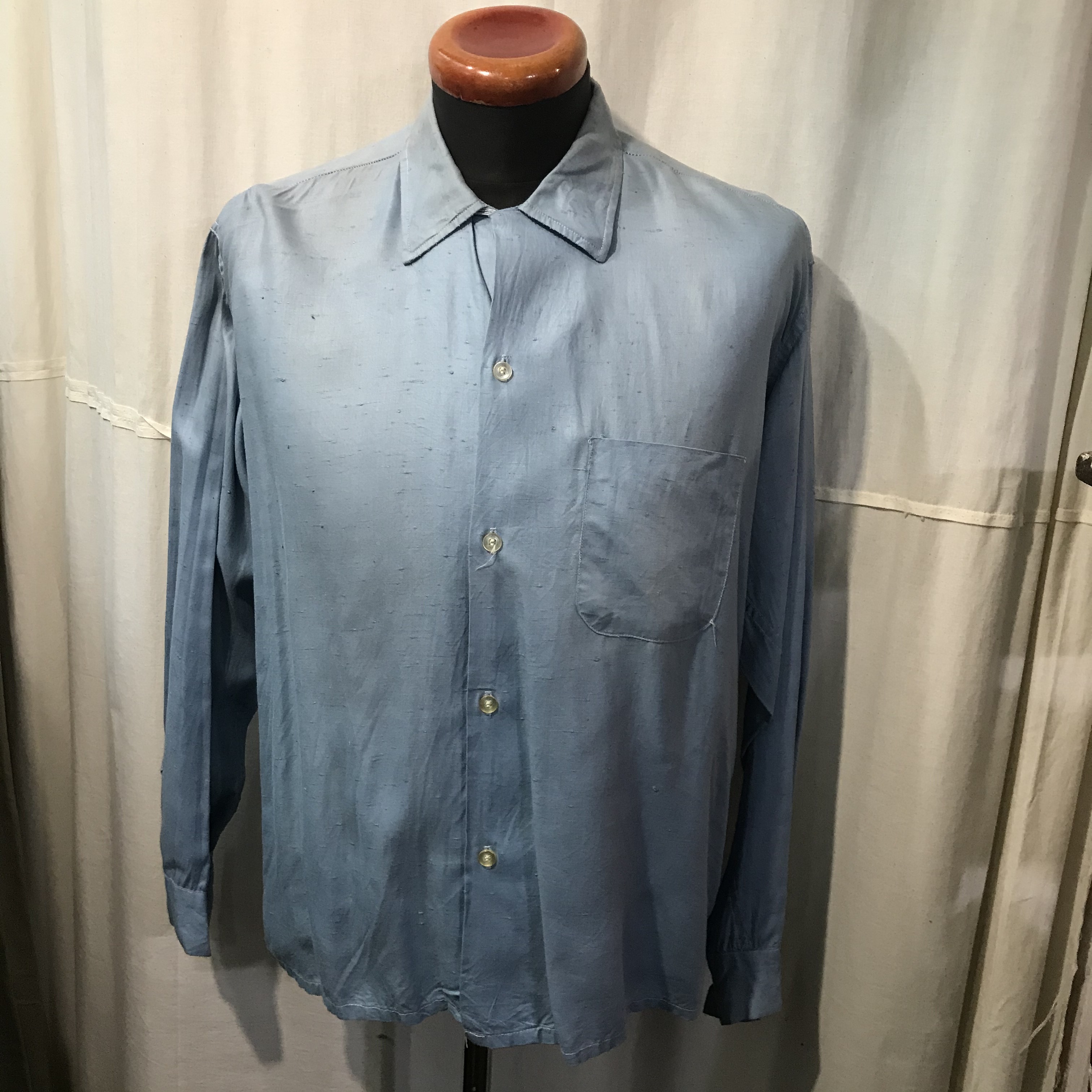 60 S 70 S Vintage Somerset 長袖ネップシャツ ループボタン ボックスシャツ メンズl Used Clothing Shyboy