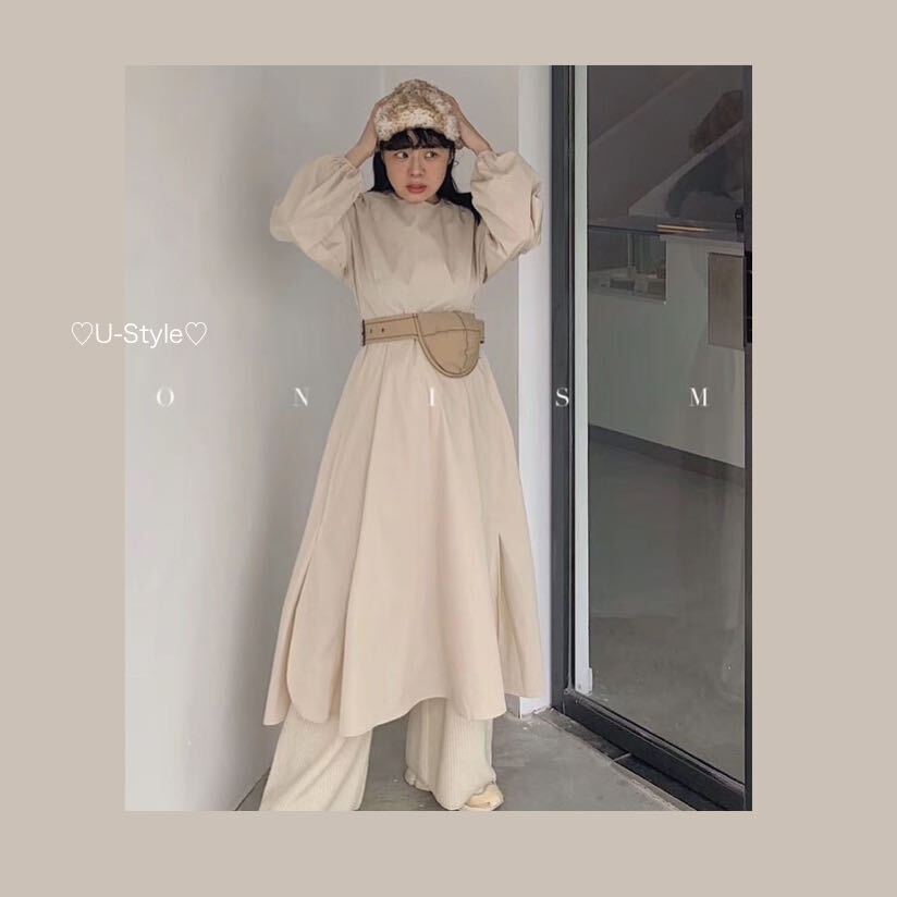 即日発送 ベージュロングワンピース U Style 即日発送 ベージュロングワンピース U Style