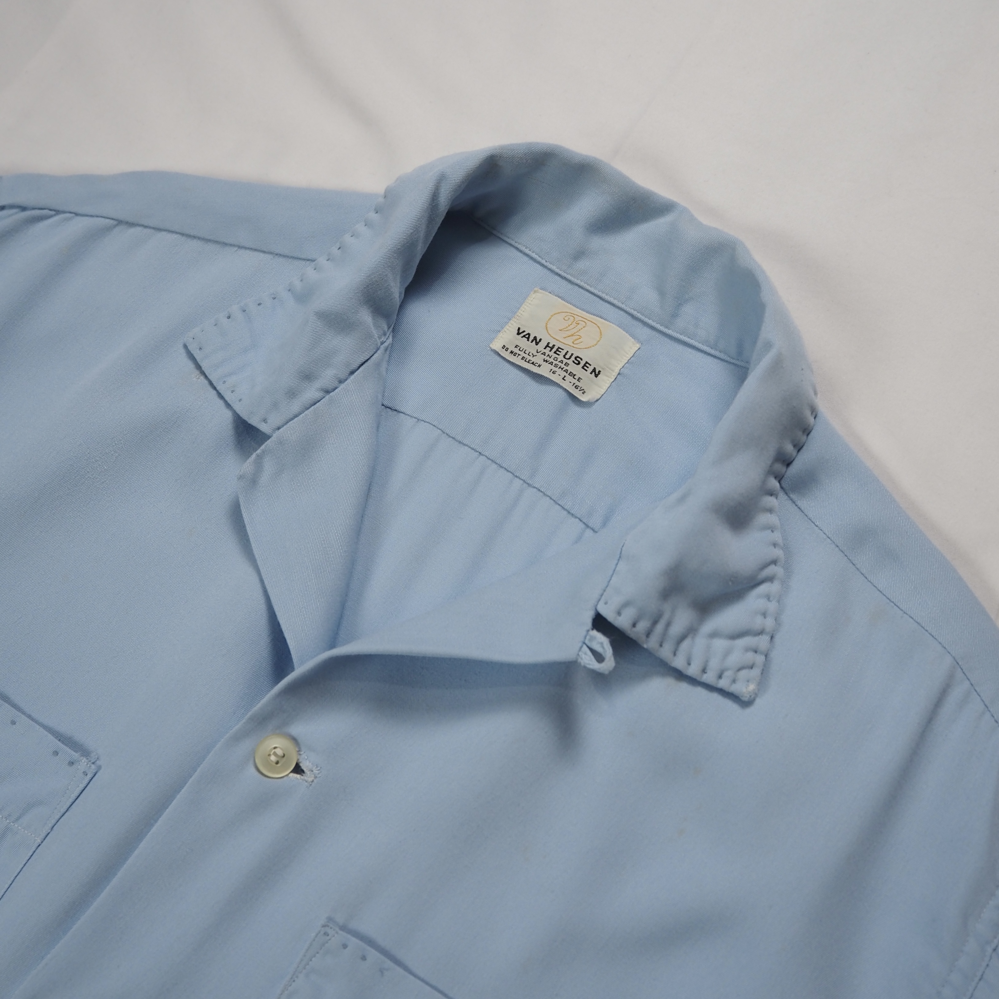 50’s-60’s Van Heusen レーヨンシャツ Lサイズ ライトブルー の画像 4