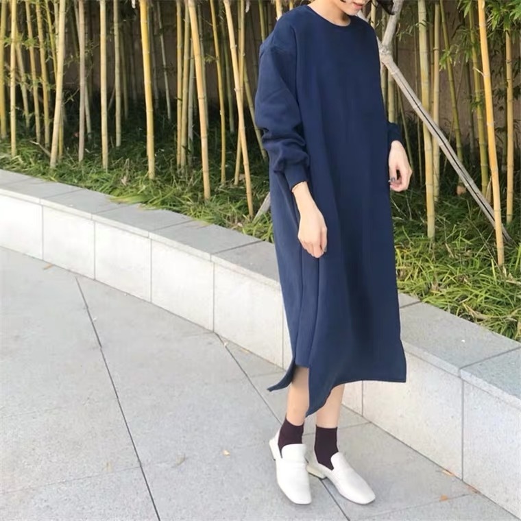 3色 ロング スウェット ワンピース ロングワンピ オーバーサイズ スウェット素材 レディース Anoel 3色 ロング スウェット ワンピース ロングワンピ オーバーサイズ スウェット素材 レディース Anoel