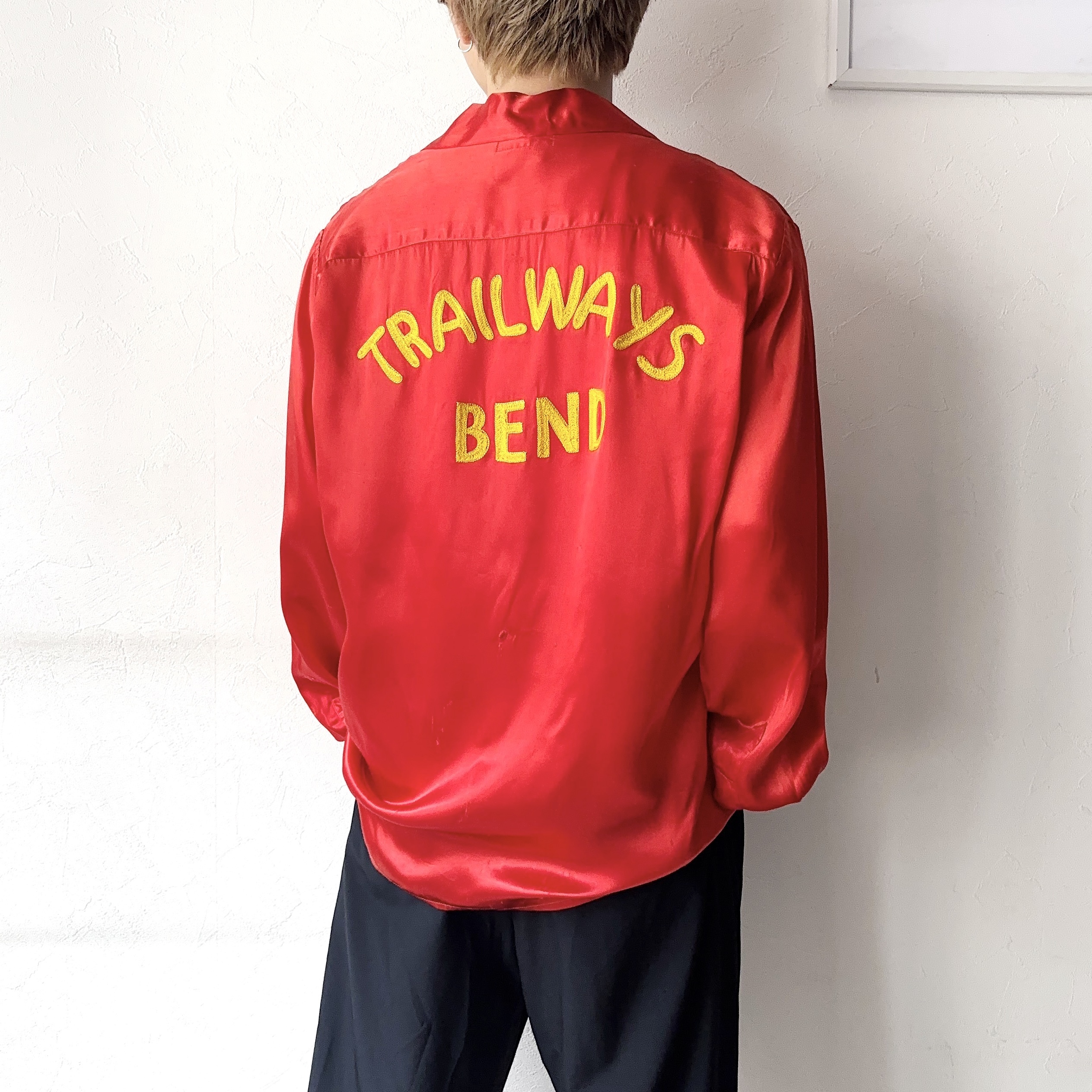 Vintage 40～50's【Weber】"TRAILWAYS BEND" Satin Shirt の画像 4