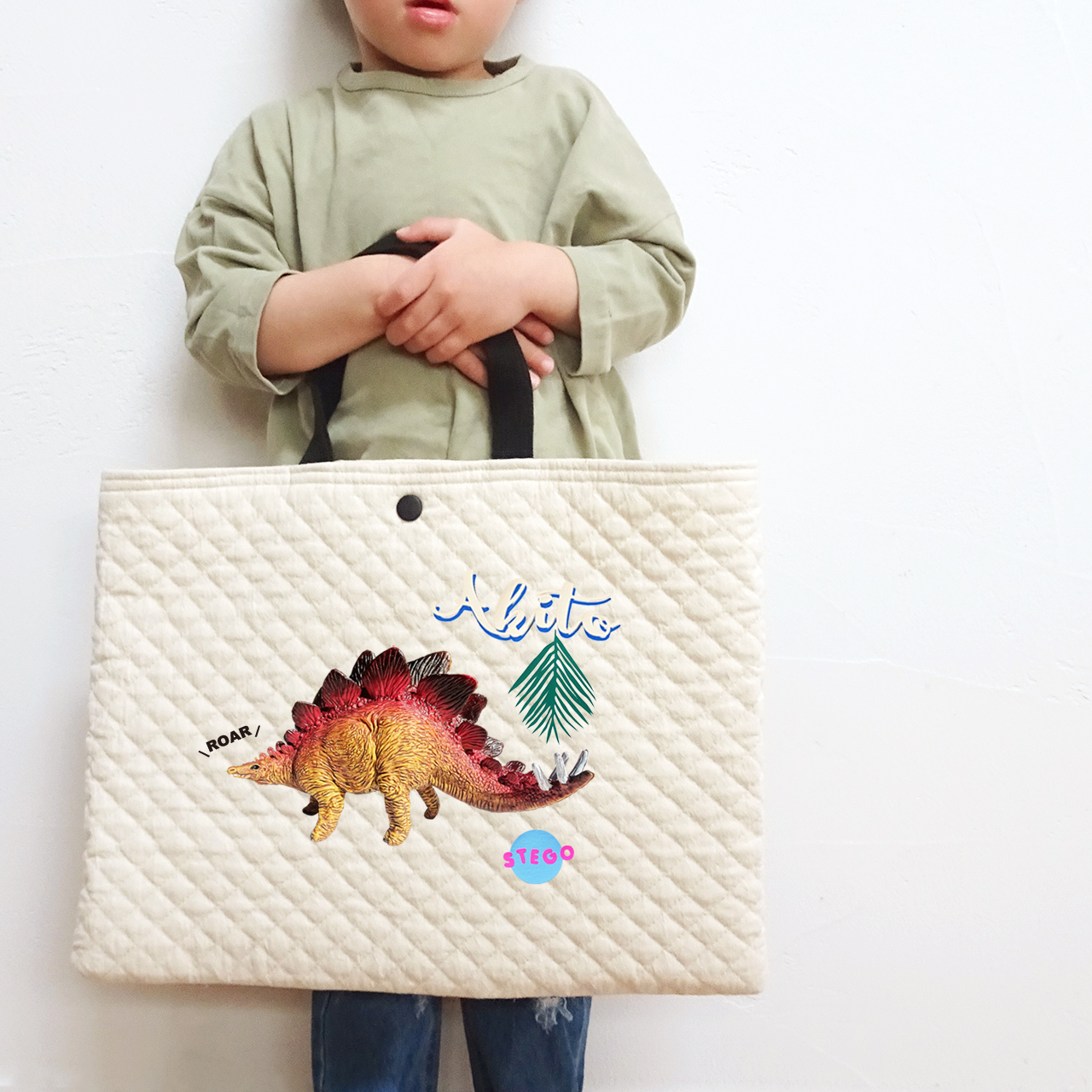 リアル恐竜 な大きめレッスンバッグ Roaring Stego 名前入り 男の子向け ステゴサウルス 入園に Jooves ジューブス