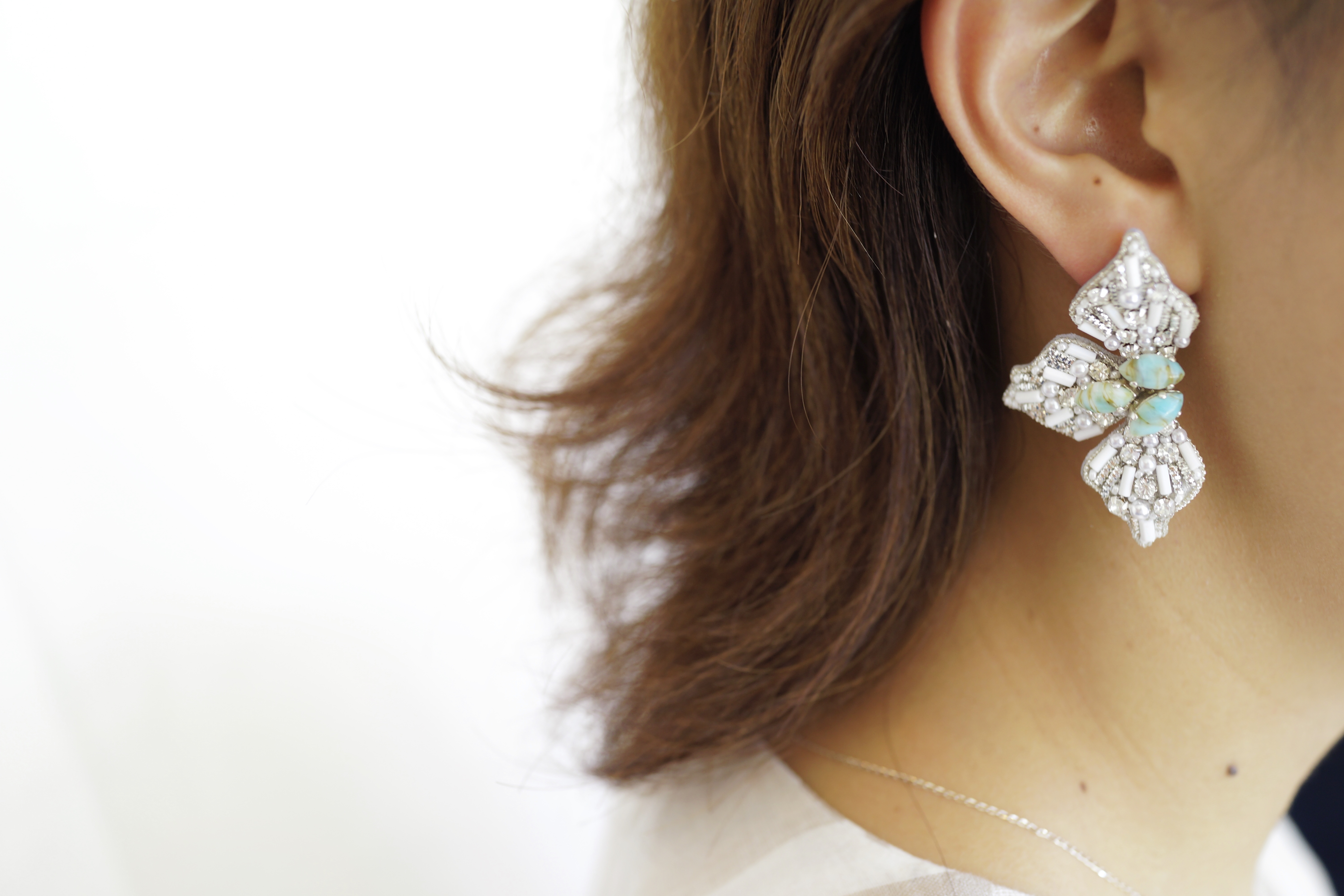 【刺繍ピアス】3petals flowers ✴︎ silver