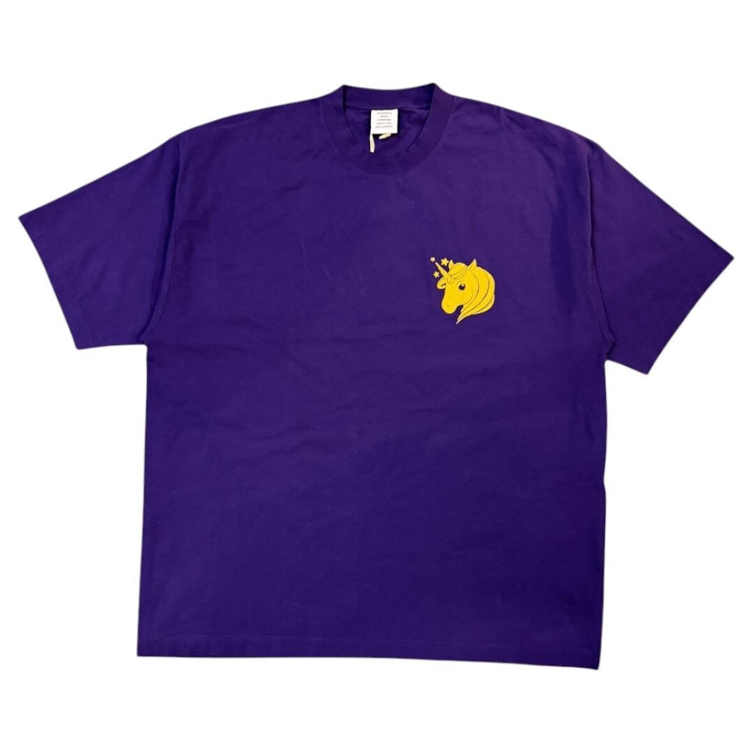 【VETEMENTS】ヴェトモン “SS24” GLITTER UNICORN Tシャツ ユニコーン MIDNIGHT BLU 新品未使用 S