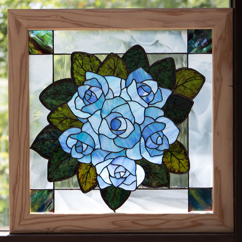 薔薇の花束（ステングラスのアートパネル） 03050208 | ステンドグラスの雑貨販売ーWAVE-Gグラス工房 webショップ