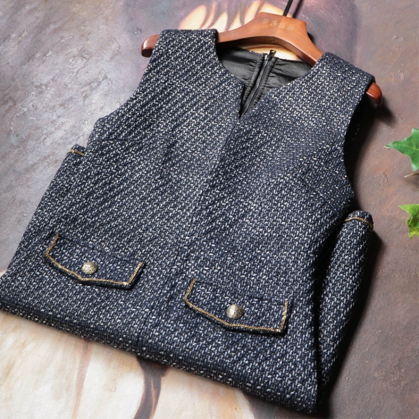 ドレス ワンピース ウール ノースリーブ ひざ丈 お呼ばれ 秋冬 街角のカフェテラス