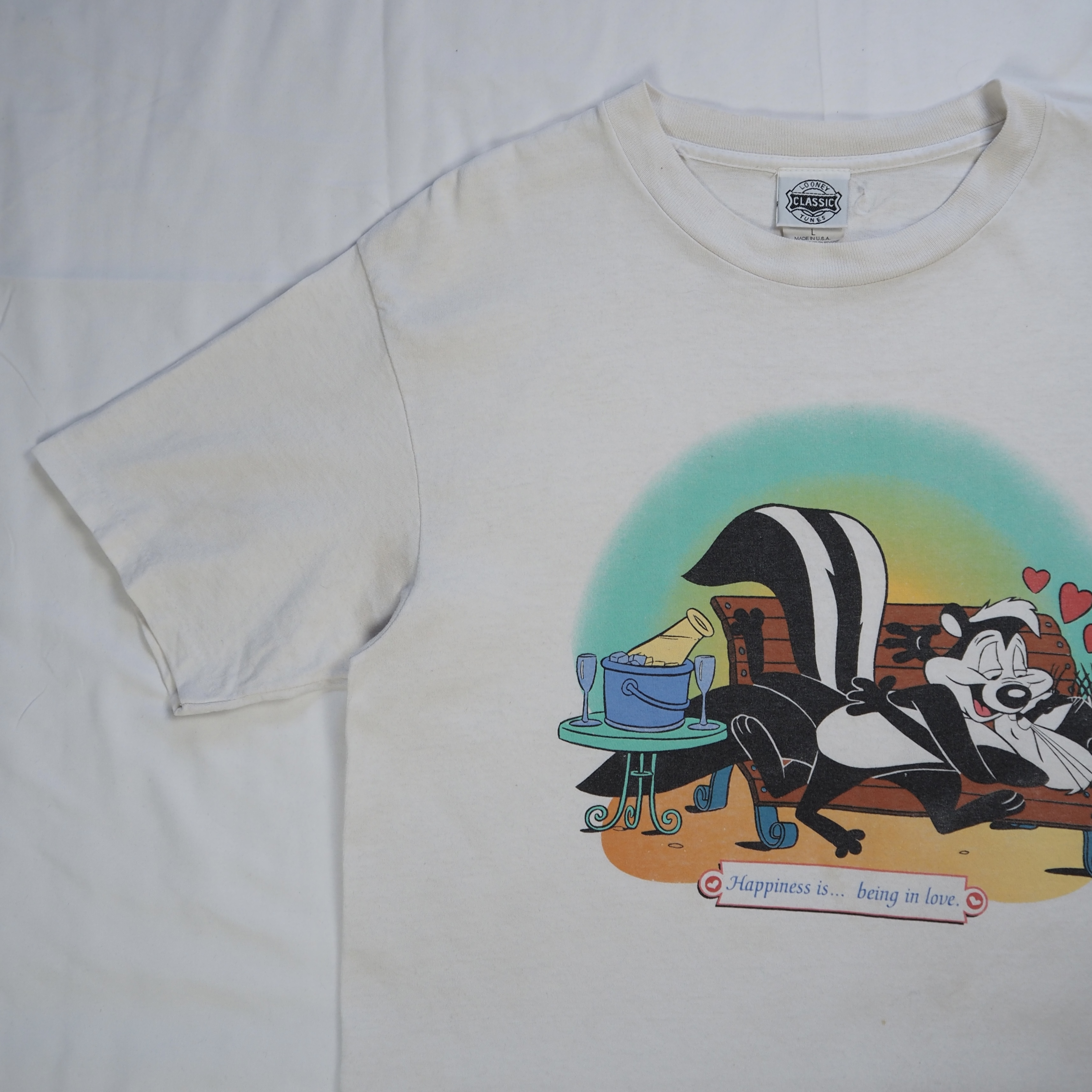 90’s Looney Tunes ぺぺ ル ピュー Lサイズ ホワイト シングルステッチ の画像 3