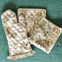 April Cornell 鍋つかみ キッチンタオル 鍋敷き ３点セット オーブン キッチン キッチンミット 海外買い付け キッチン用品 キッチン雑貨 オシャレ ハワイ ハワイアン コットン100 洗濯ok 片手 Puahawaii