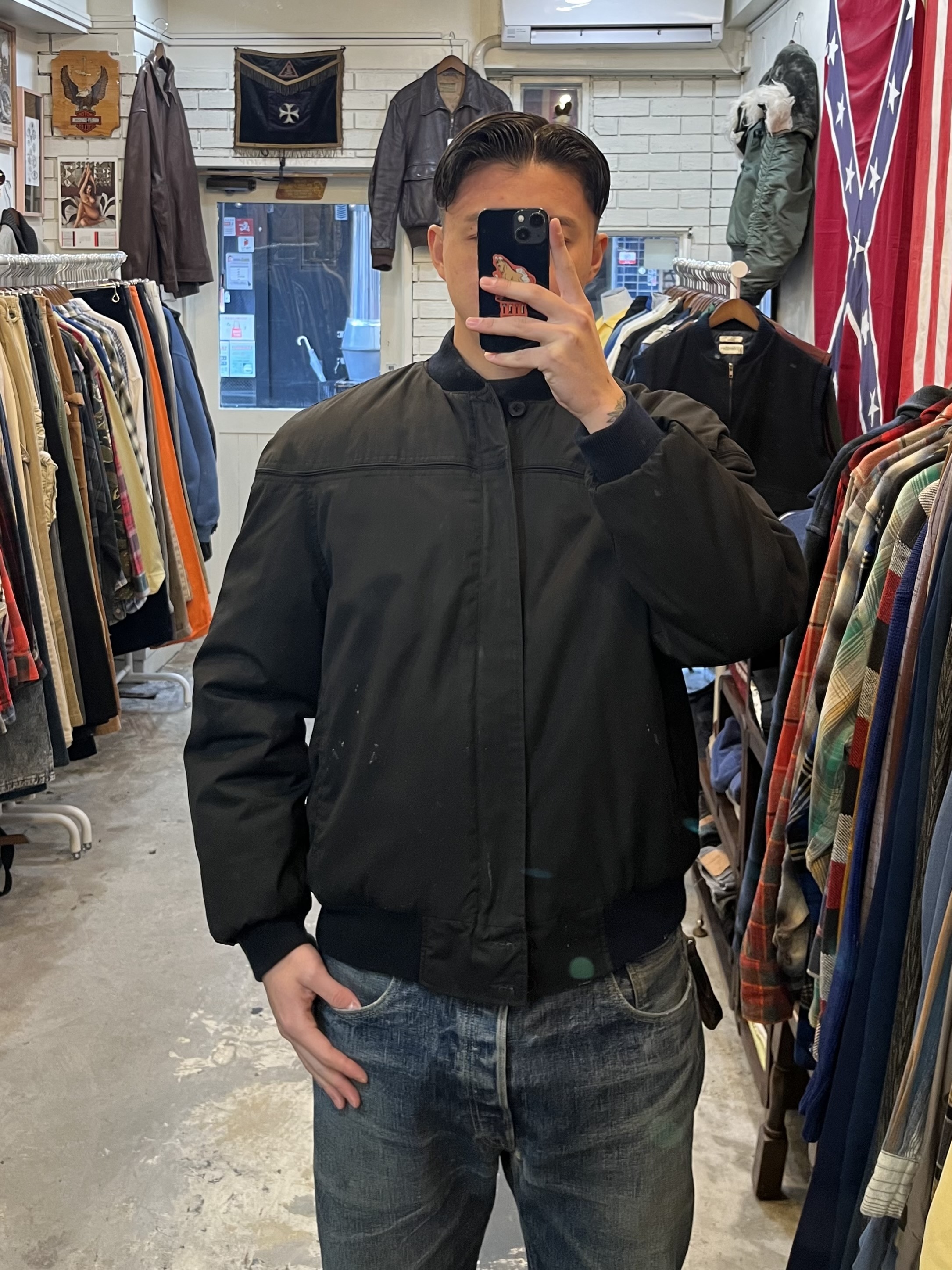 80’s-90’s Cascade ダービータイプ ジャケット ブラック Lサイズ 中綿入り の画像 3