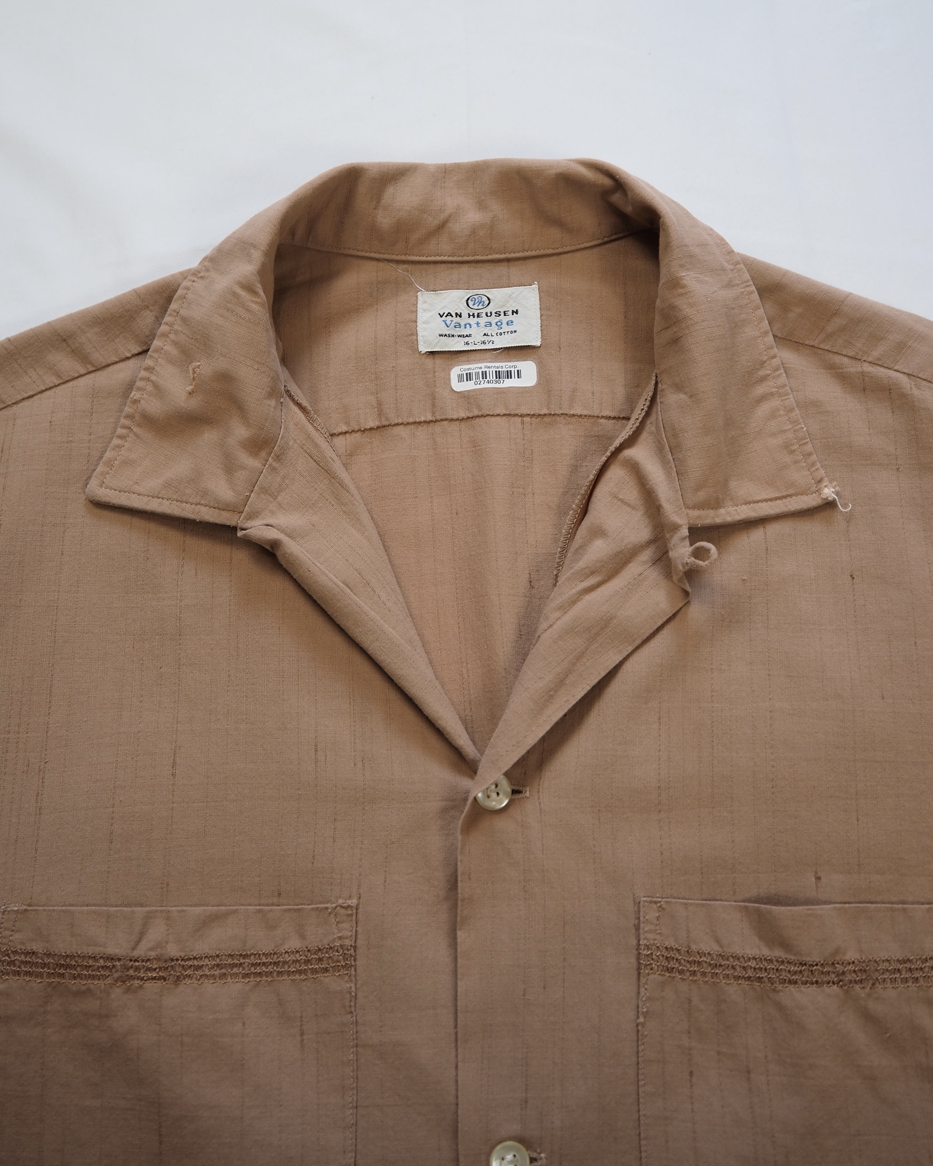 【5/6(水) 20:00入荷】60’s Van Heusen コットンシャツ Lサイズ ブラウン の画像 9