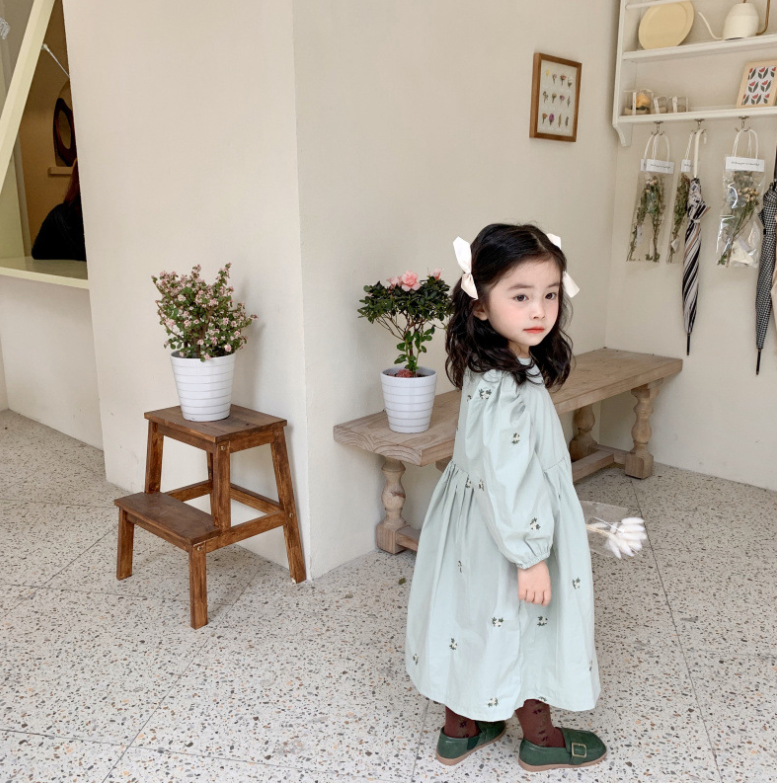 花刺繍 ミントグリーン ワンピース キッズ こども 女の子 予約商品 海外子供服 Primamint プリマミント