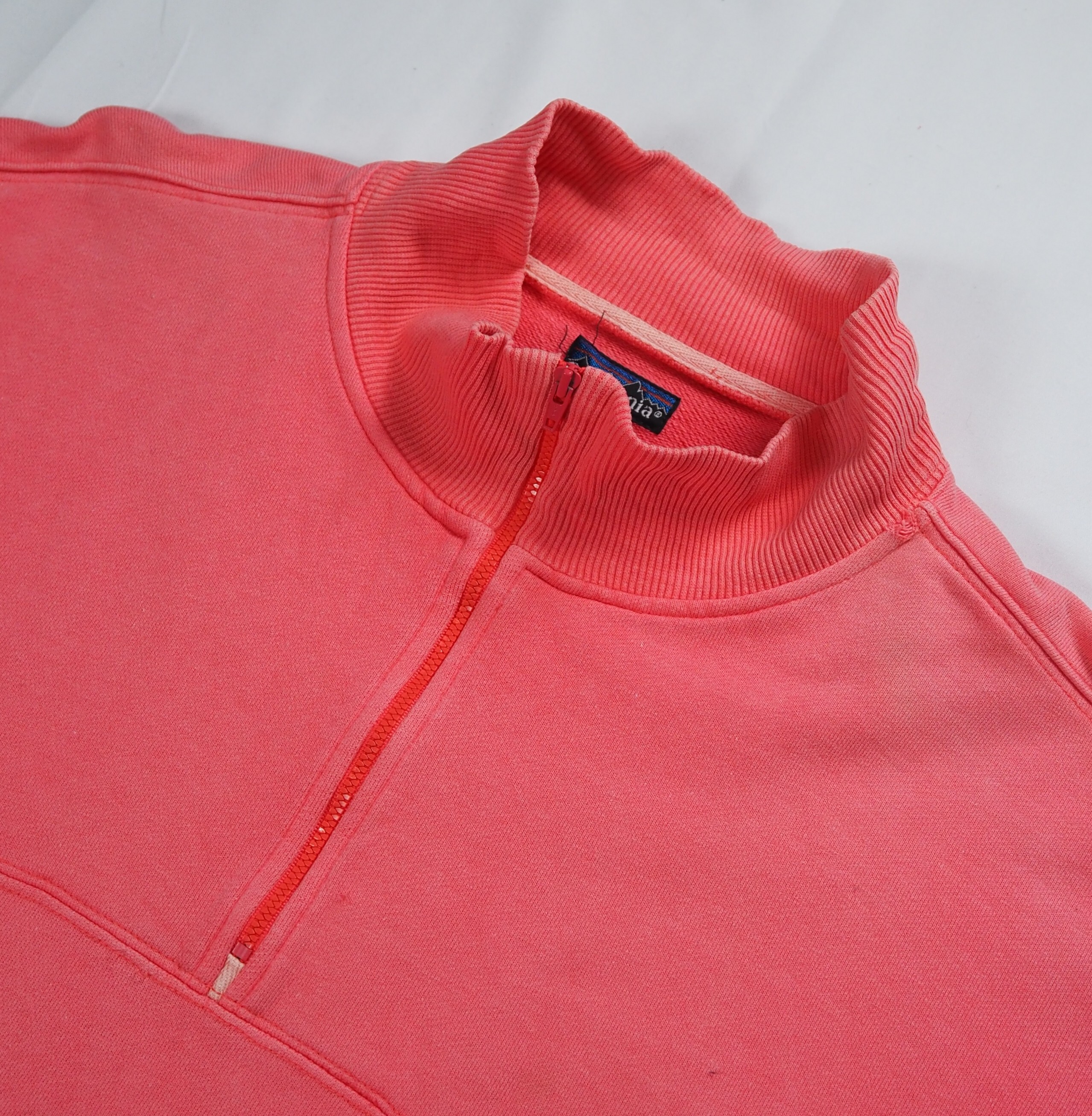 【9/23 20:00入荷】90's Patagonia ハーフジップスウェット ピンク Lサイズ の画像 5