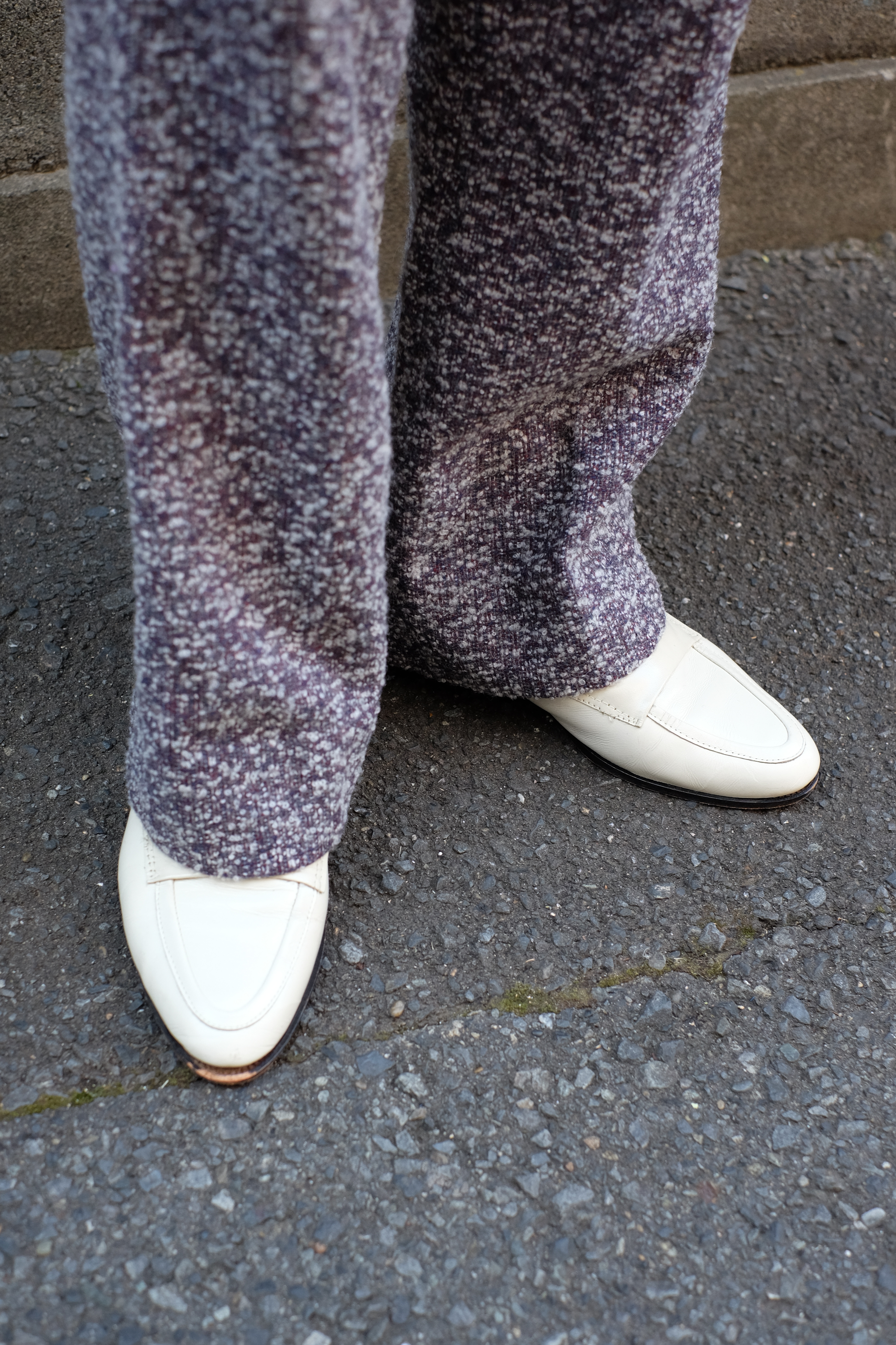 70s “ tweed fabric “ euro flare pants の画像 3