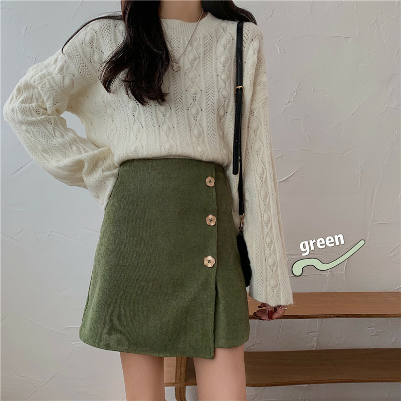 台形スカート カジュアル かわいい シンプル 韓国ファッション ハイウエスト 153 Sweetly