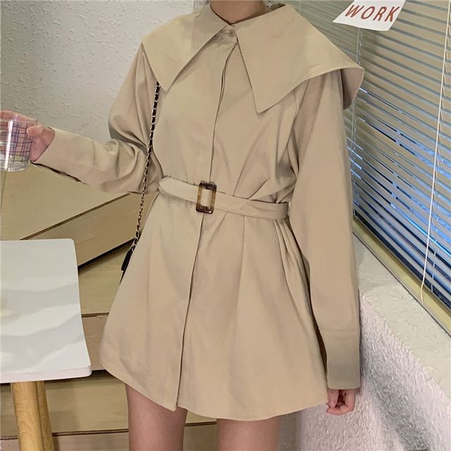 アウター レディース コート ジャケット ブルゾン マウンテンパーカー マンパ 襟付き ウエストマーク ワンピースコート ひざ丈 フェミニン カジュアル 大人カジュアル 秋冬 Ot 0275 Y Happy Orurea ハッピーオルレア