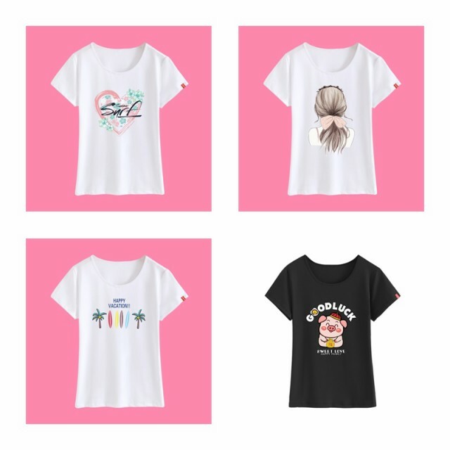 レディース トップス Tシャツ ラウンドネック 半袖 アニメ ロゴ プリント 夏 スリムフィット ホワイト 10代 代 可愛い Tシャツ 夏 海外のおしゃれな大人のレディースファッション通販サイトhanano Emon