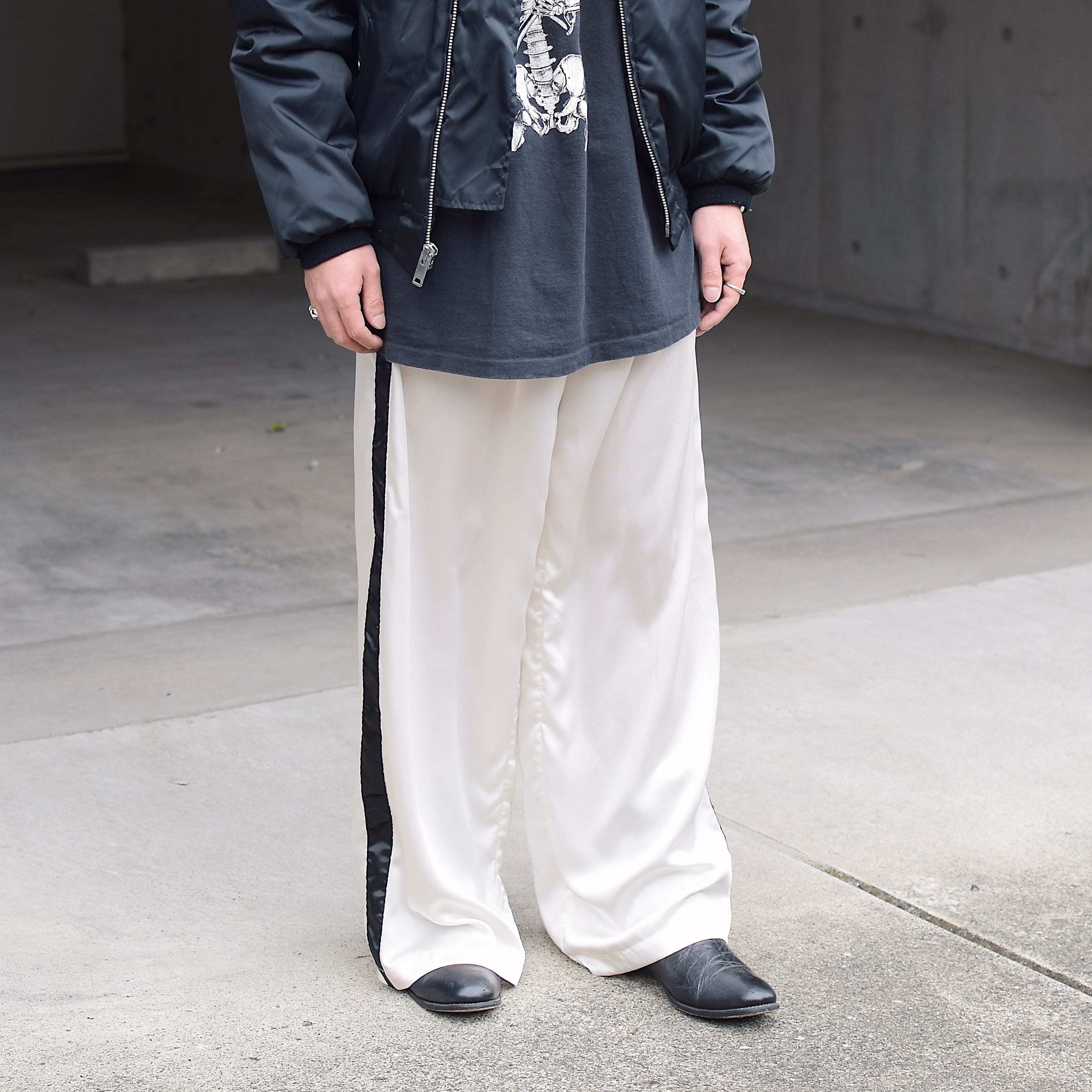 Vintage Side Line Satin Pants の画像 3